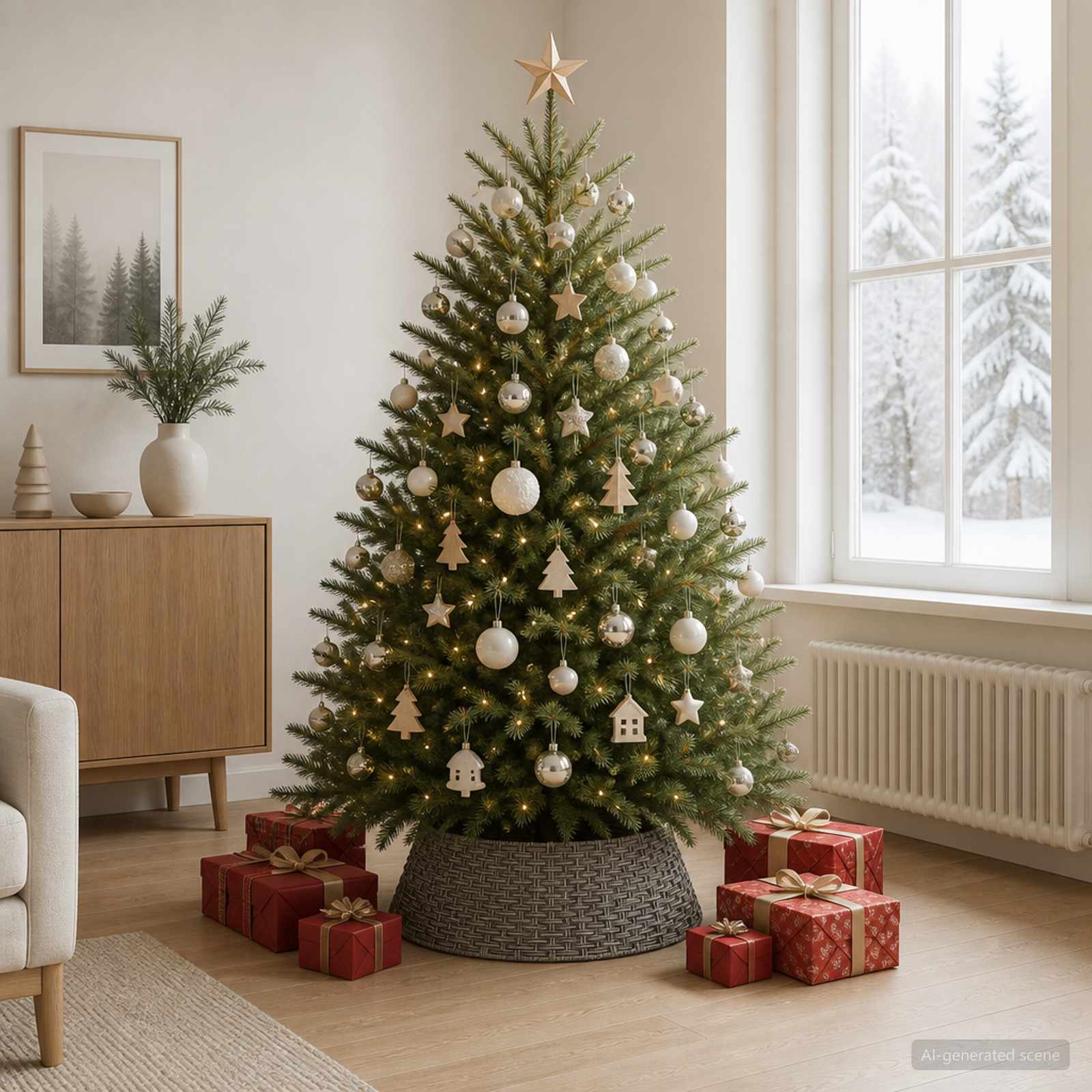 Collare per Albero di Natale Rotondo Grigio Ø 60 x 22 cm