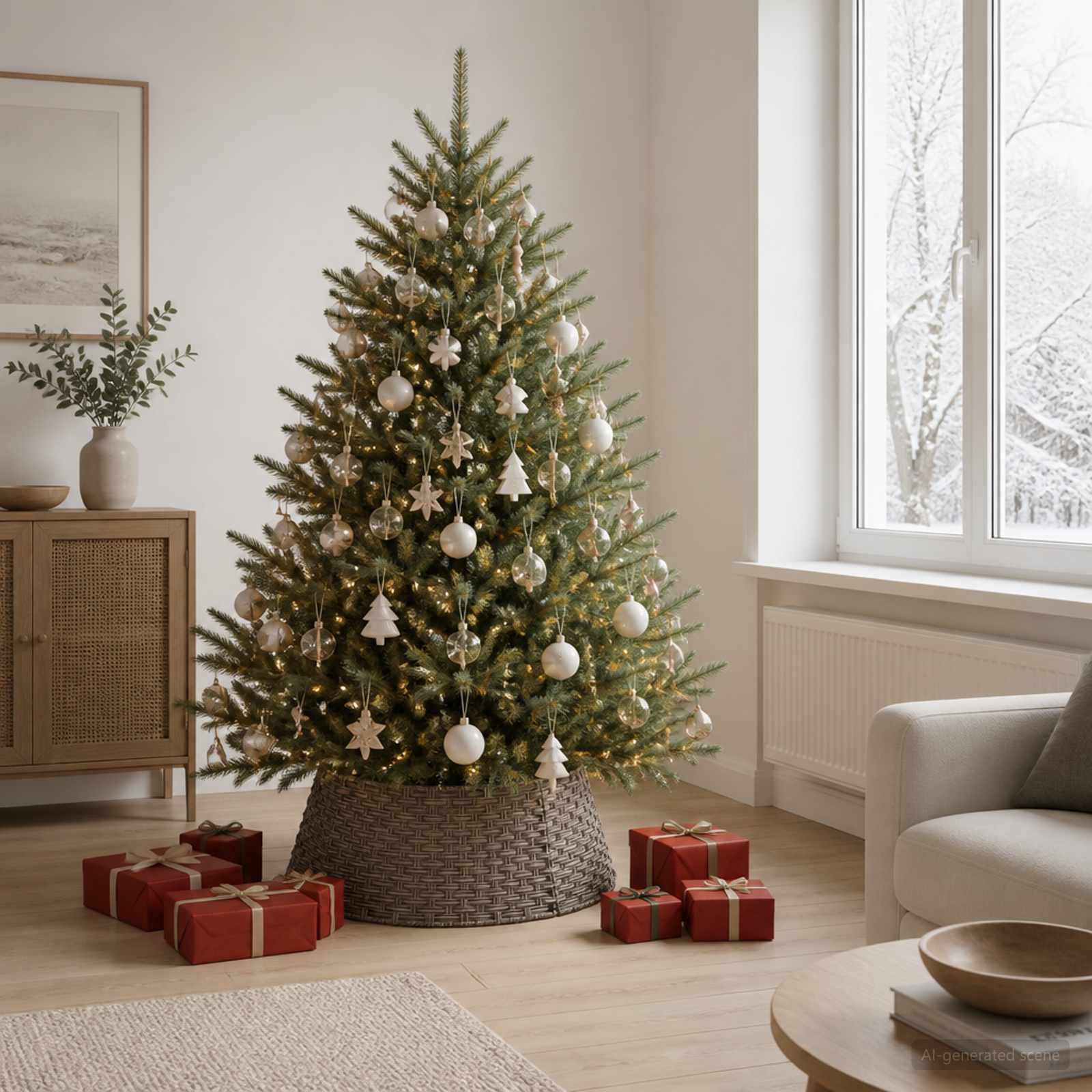 Collare per Albero di Natale Rotondo Grigio Ø 75 x 25 cm