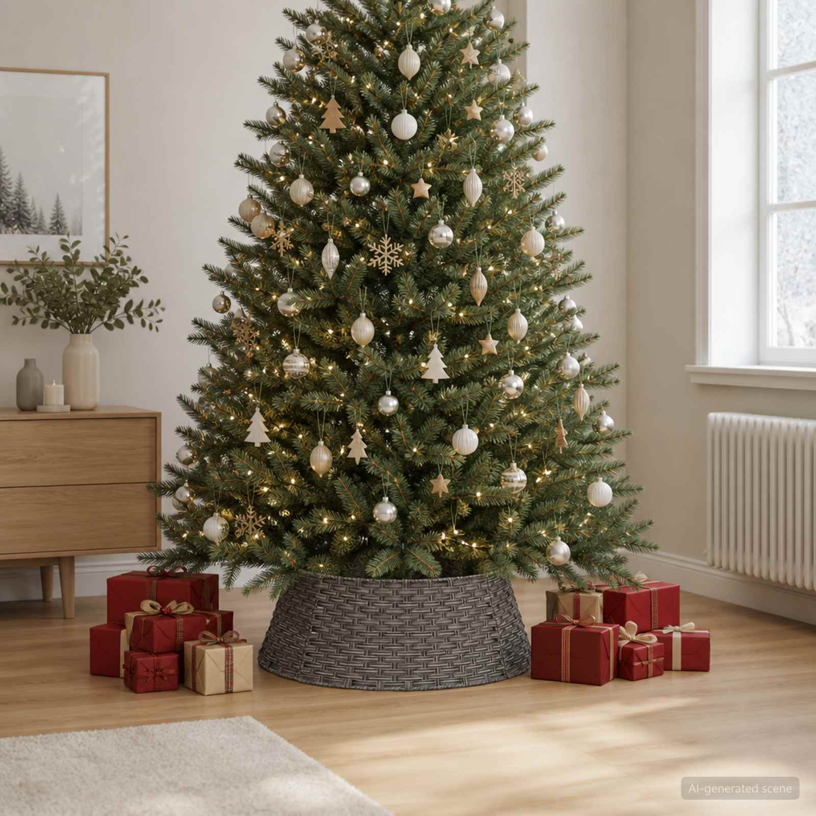 Collare per Albero di Natale Rotondo Grigio Ø 90 x 28 cm