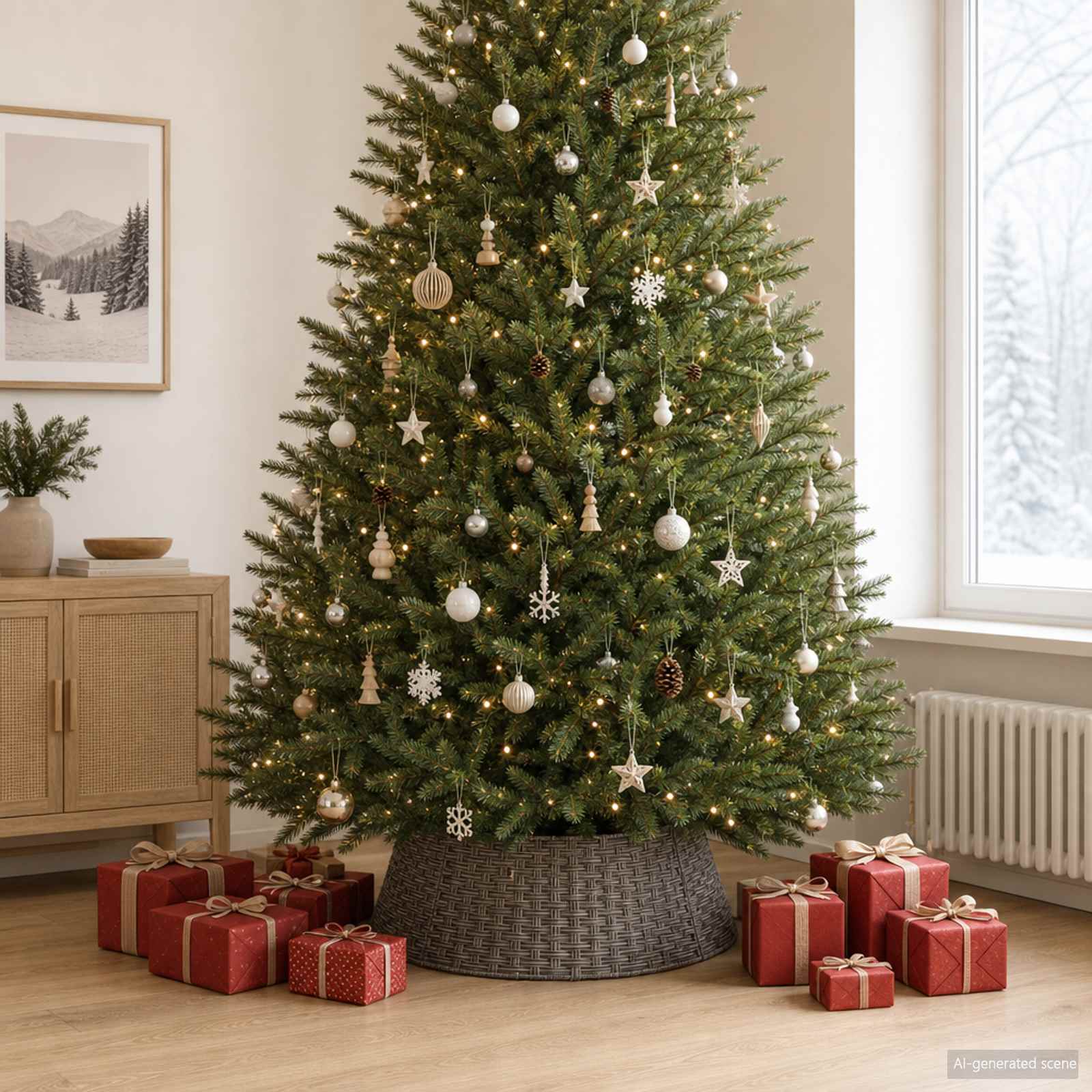 Collare per Albero di Natale Rotondo Grigio Ø 105 x 28 cm