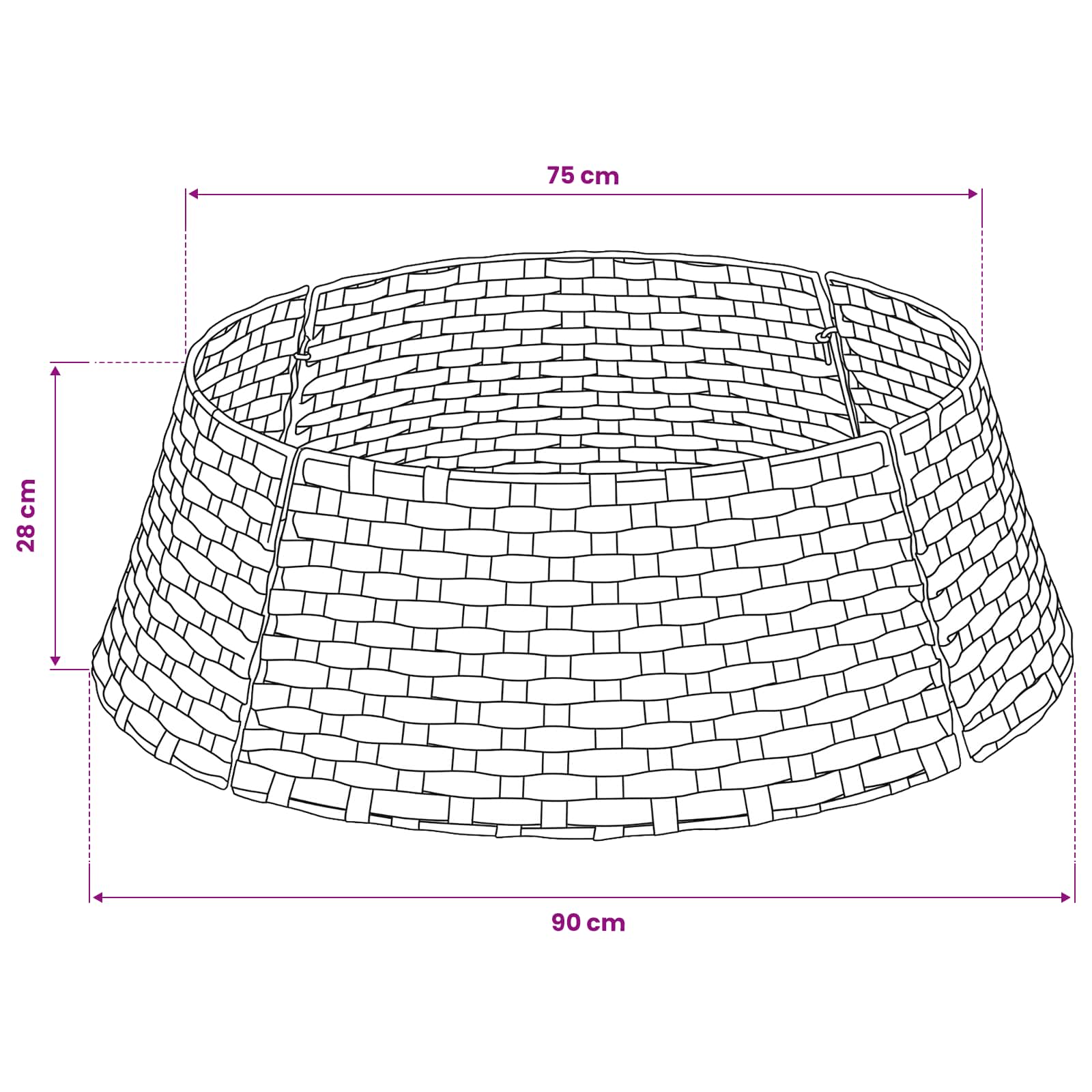 Collare per Albero di Natale Rotondo Marrone Chiaro polyrattan