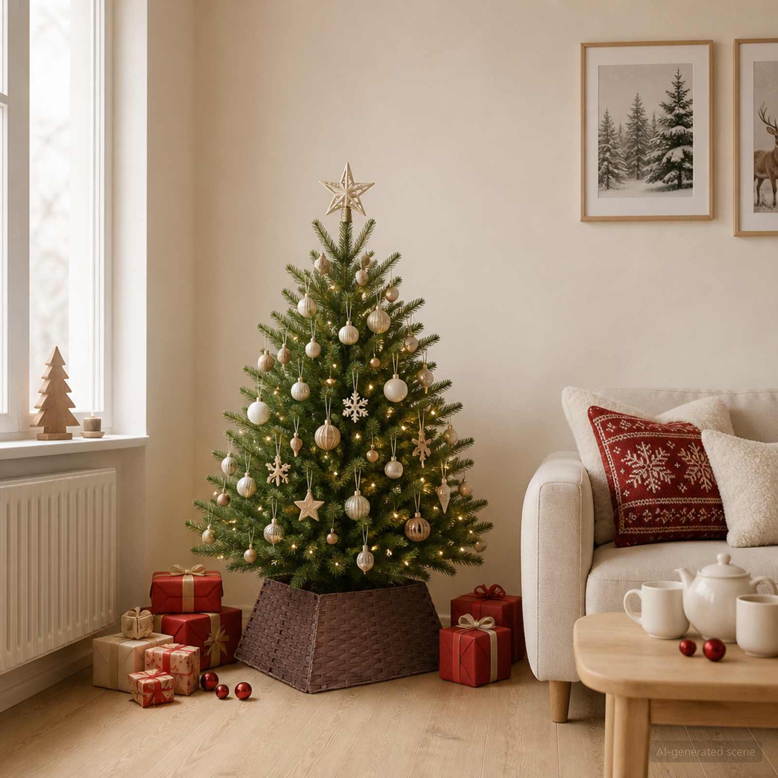 Collare per Albero di Natale Quadrato Marrone Scuro polyrattan