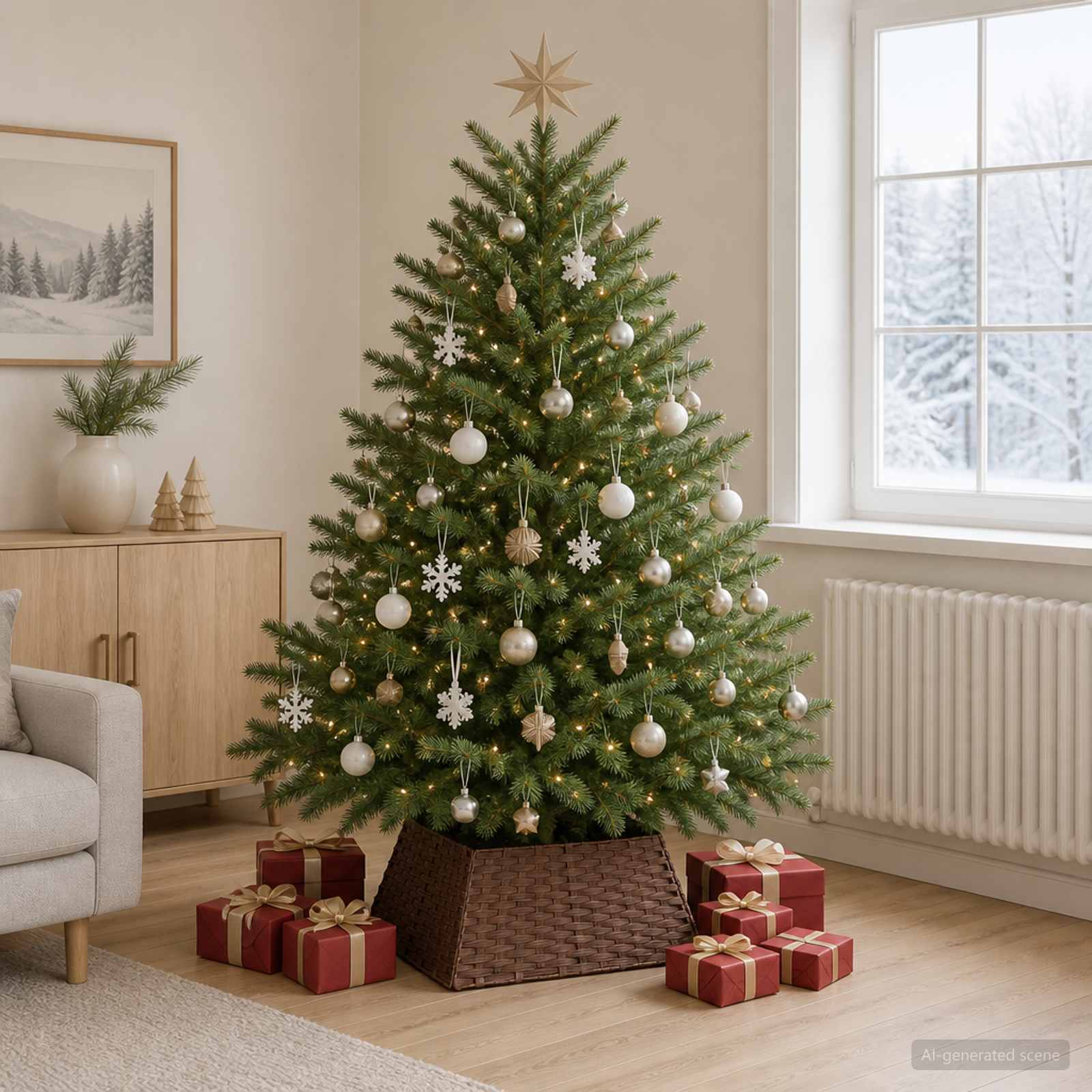 Collare per Albero di Natale Quadrato Marrone Scuro polyrattan