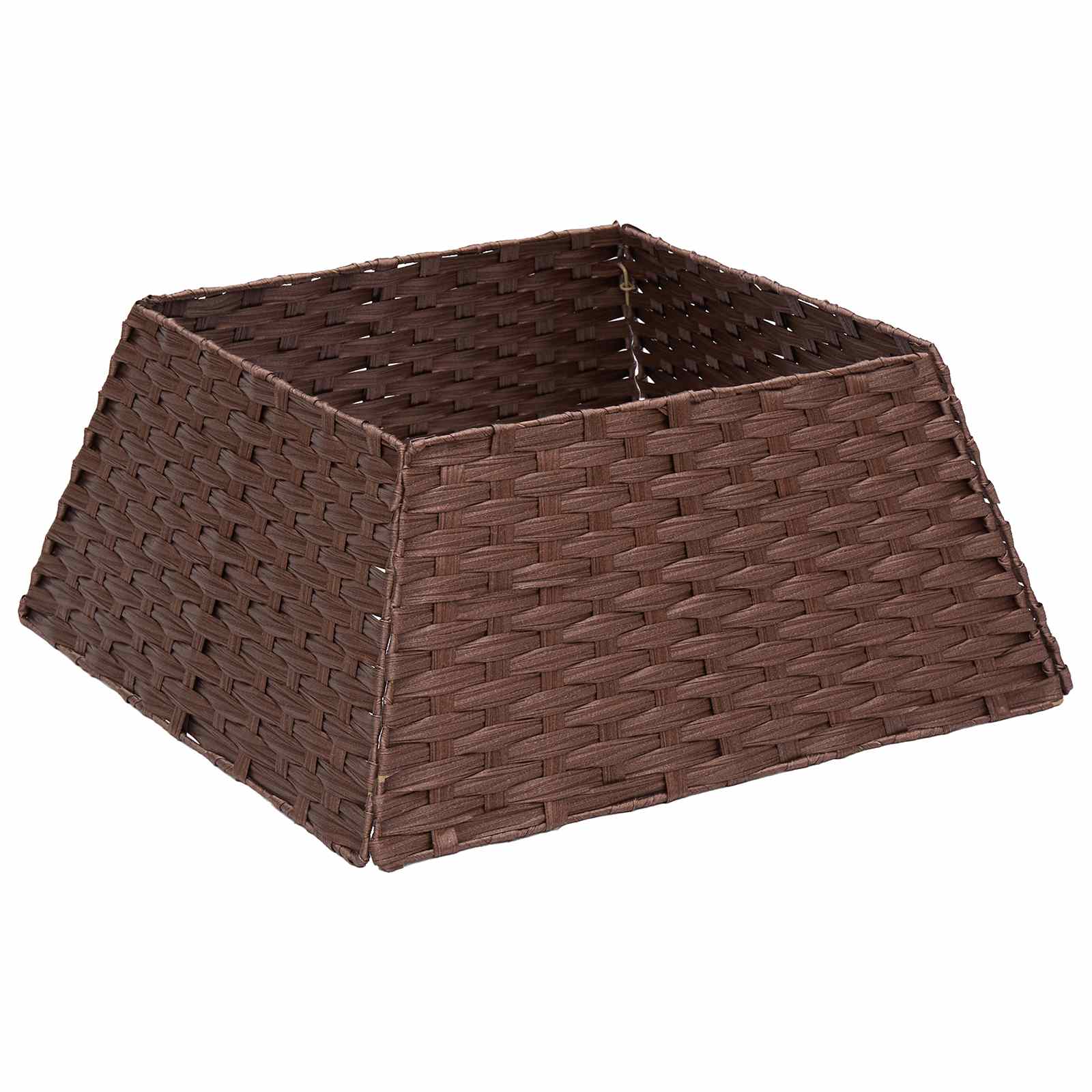 Collare per Albero di Natale Quadrato Marrone Scuro polyrattan