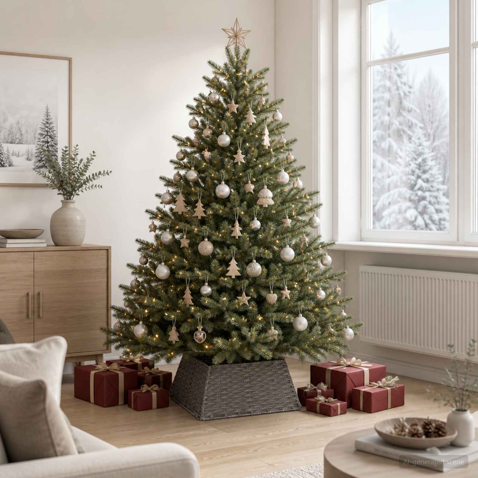 Collare per Albero di Natale Quadrato Grigio 70 x 70 x 28 cm