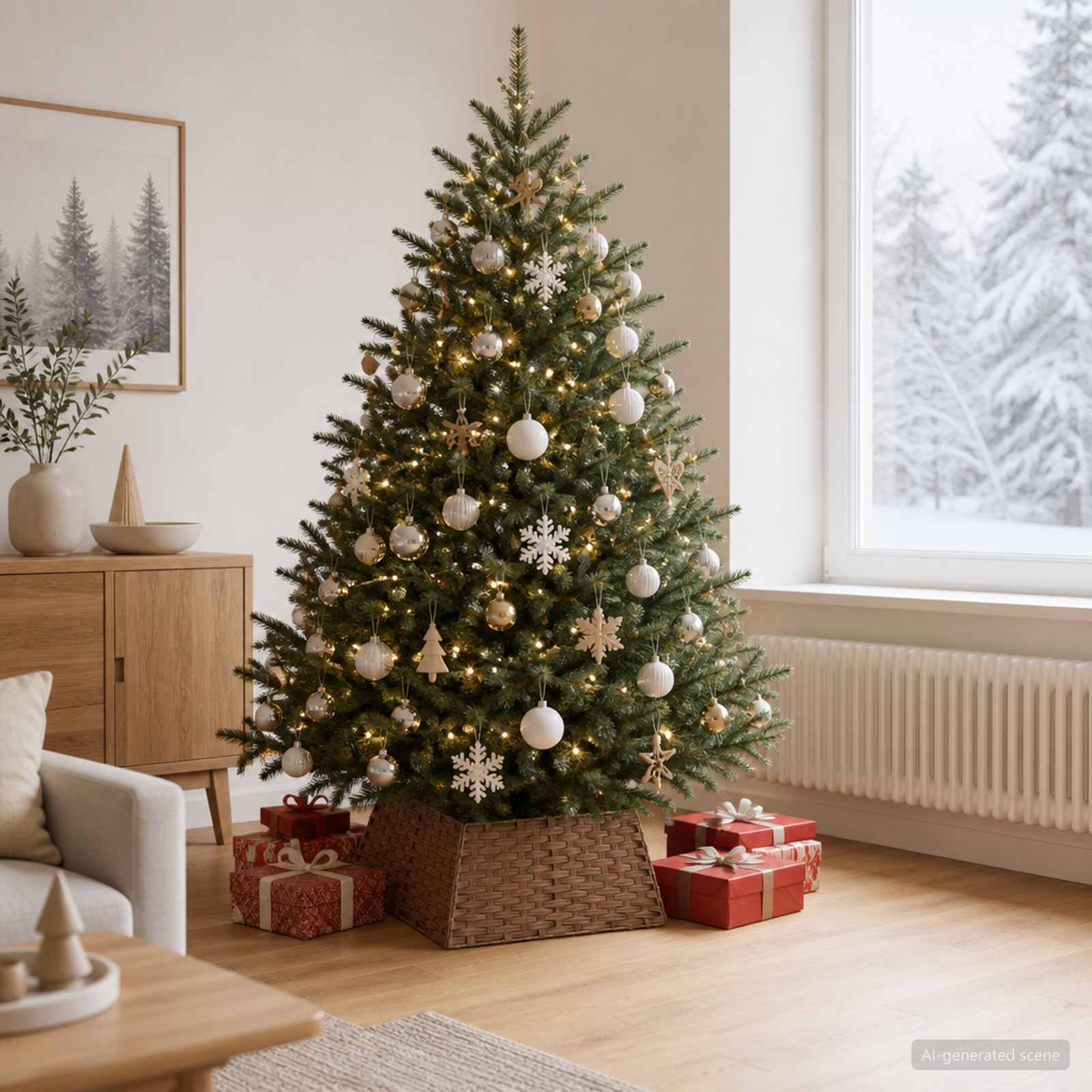Collare per Albero di Natale Quadrato Marrone Chiaro polyrattan