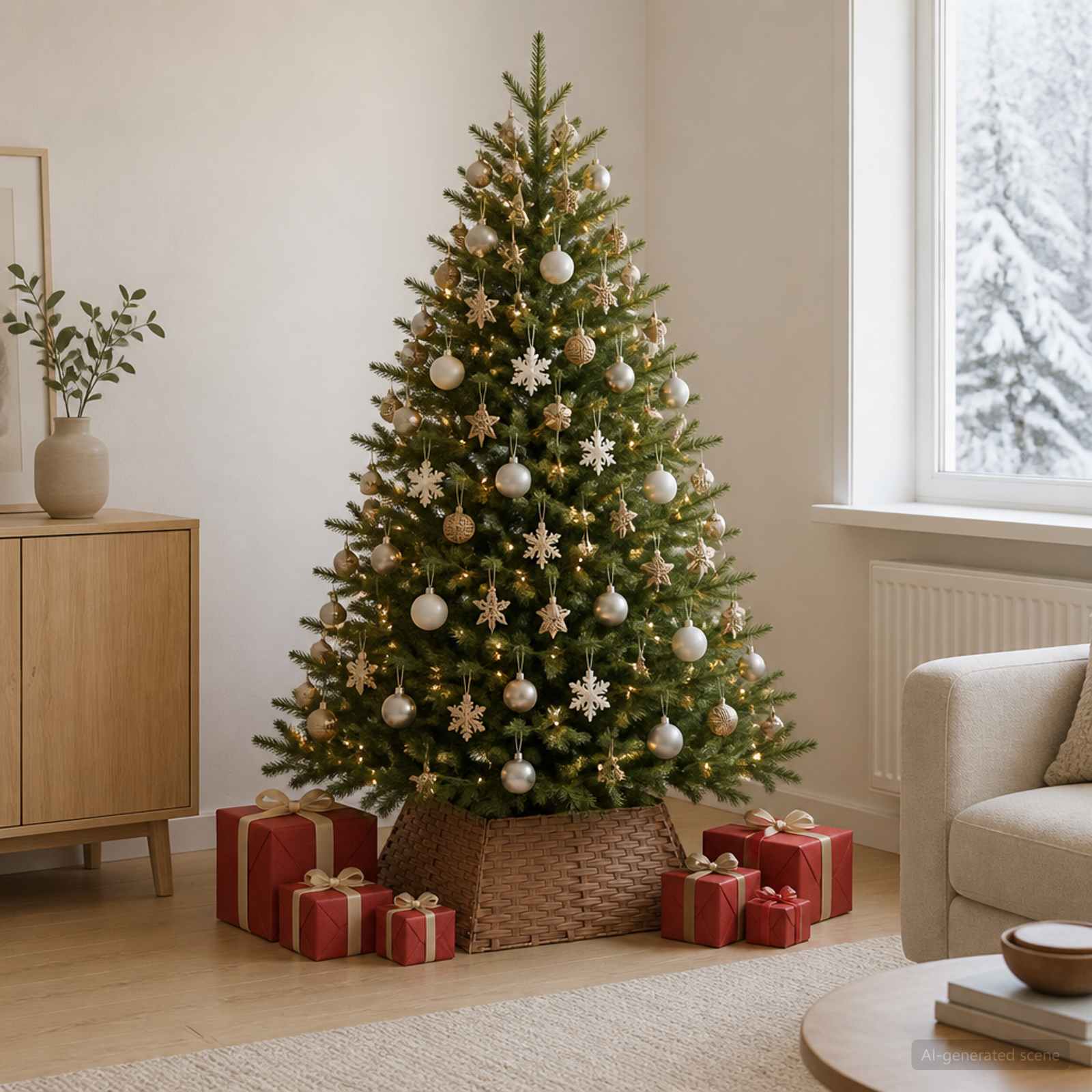 Collare per Albero di Natale Quadrato Marrone Chiaro polyrattan