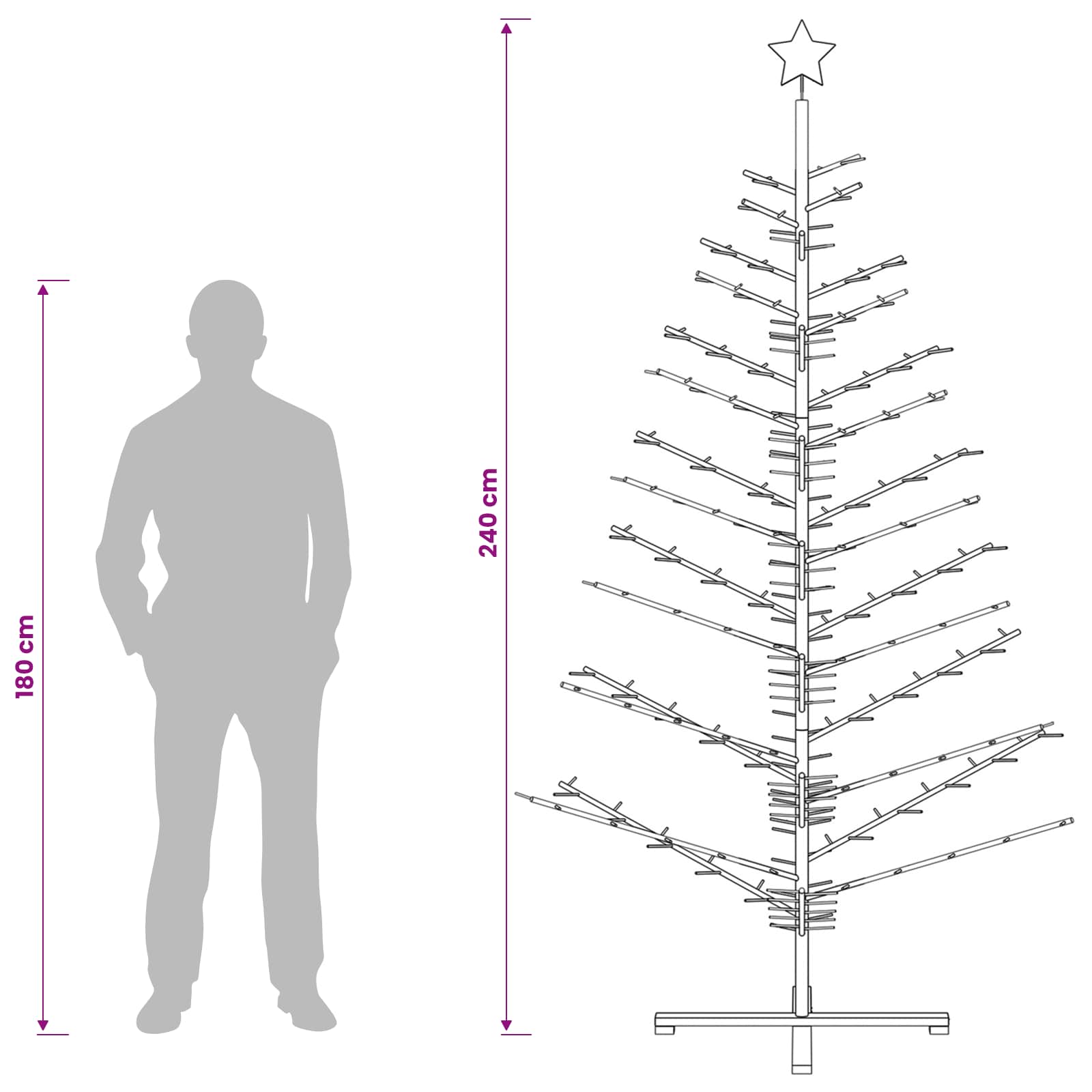 Albero di Natale in legno KOTKA 240 cm Legno Massello di Pino