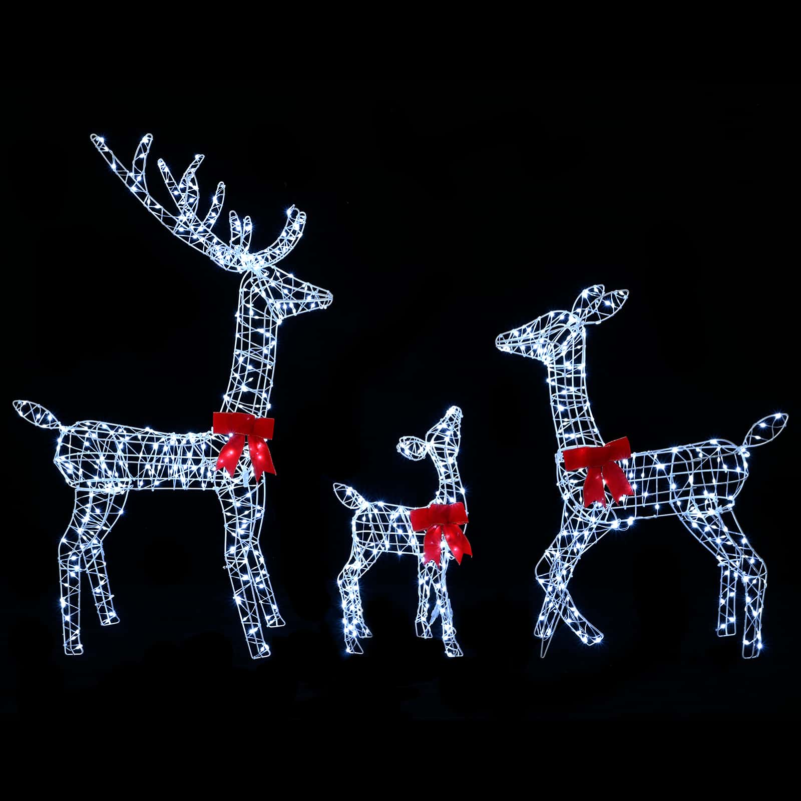 Famiglia di renne natalizie LED 700 LED Bianco 70 x 26 x 128 cm