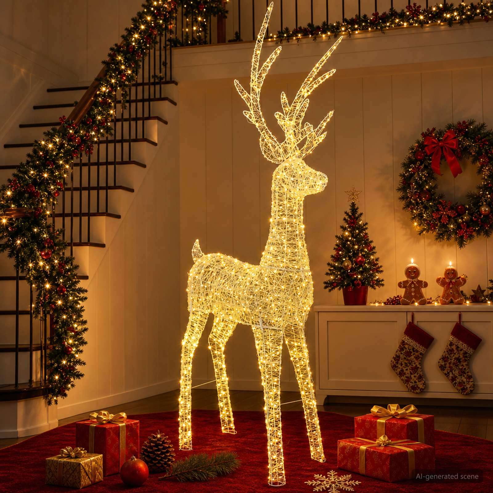 Renna di Natale luminosa a LED 1000 LED Bianco caldo