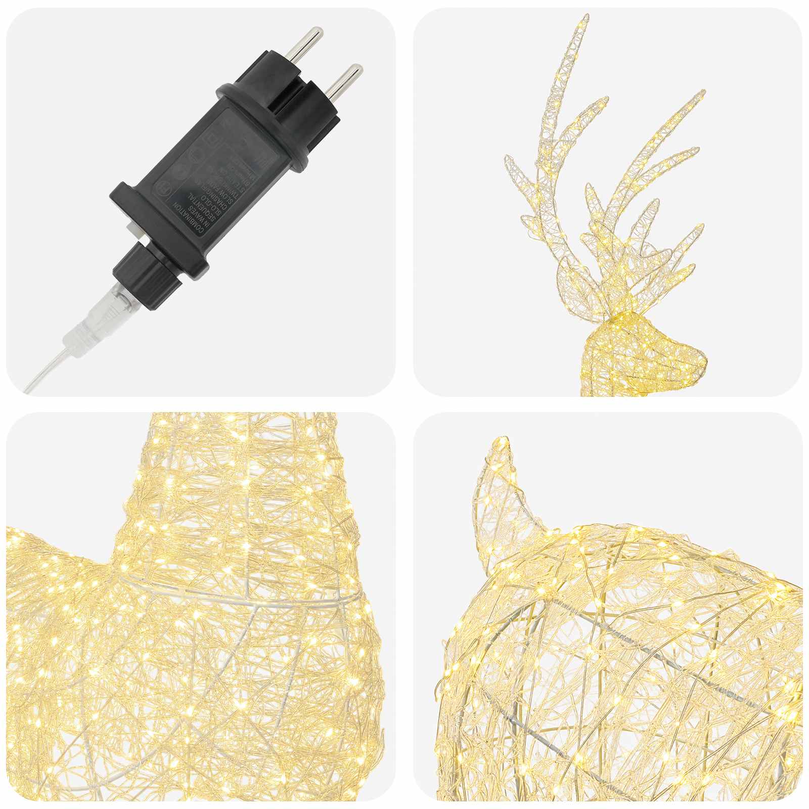 Renna di Natale luminosa a LED 1000 LED Bianco caldo