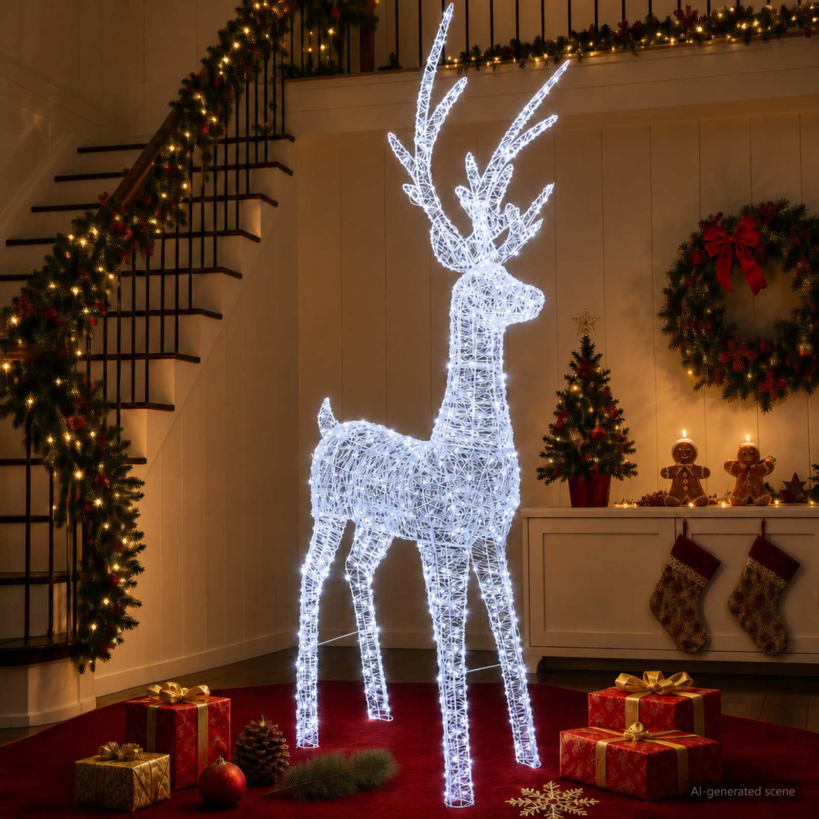 Renna di Natale luminosa a LED 1000 LED Bianco