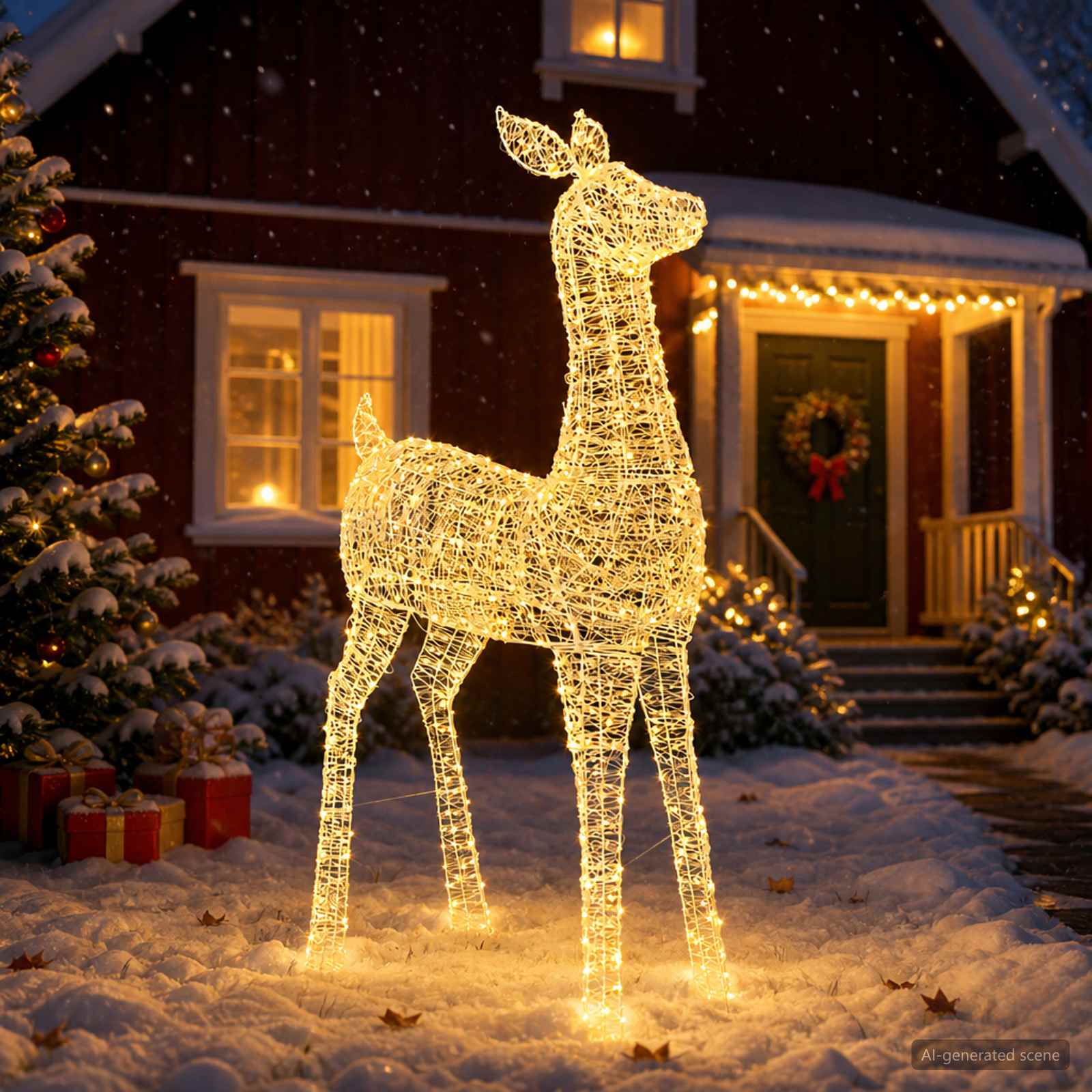 Renna di Natale luminosa a LED LOVIISA 900 LED Bianco caldo
