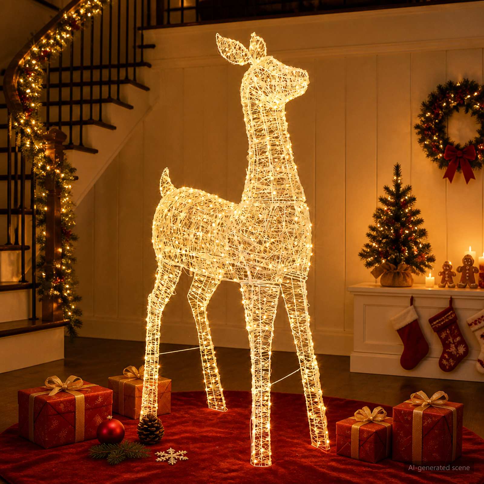 Renna di Natale luminosa a LED LOVIISA 900 LED Bianco caldo