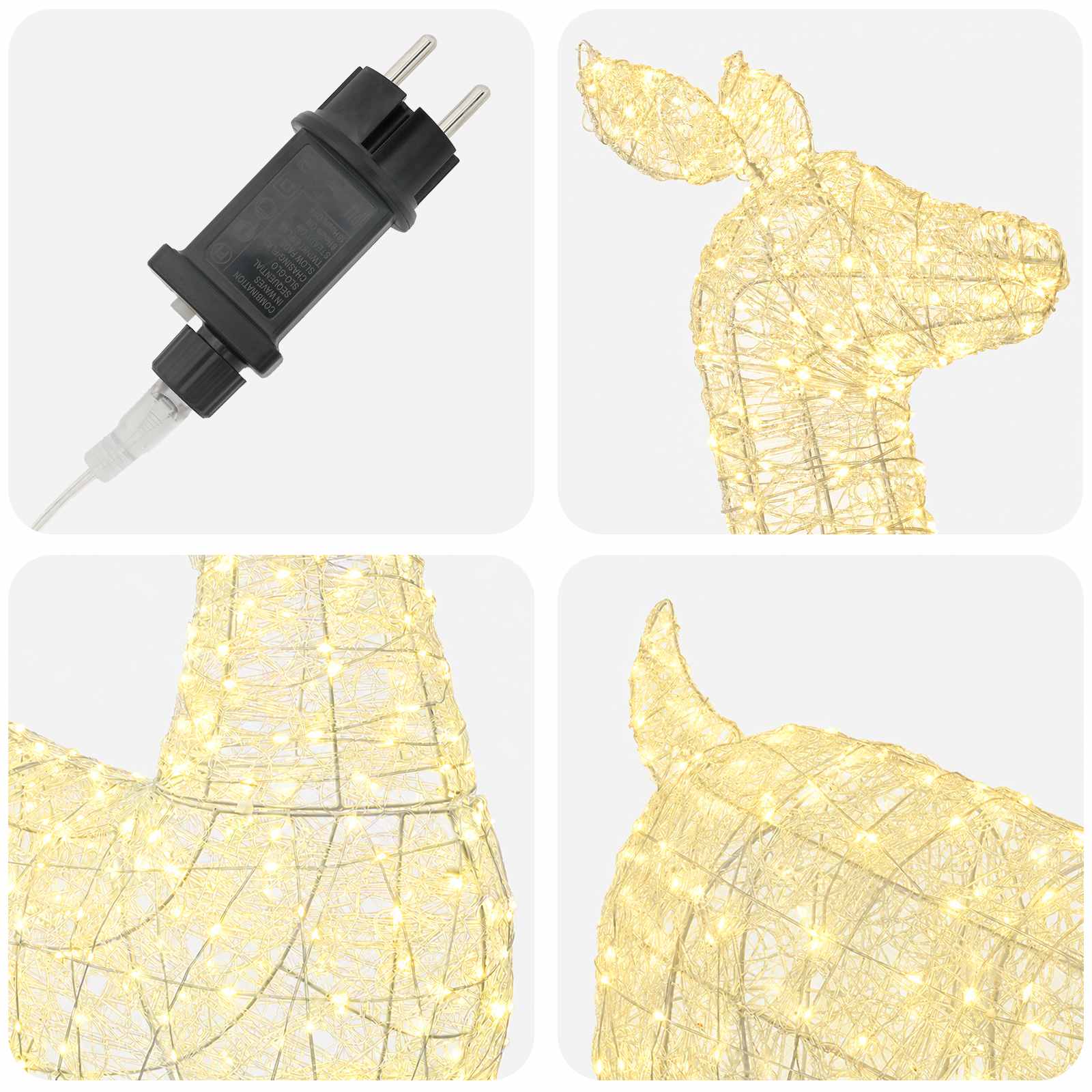 Renna di Natale luminosa a LED LOVIISA 900 LED Bianco caldo