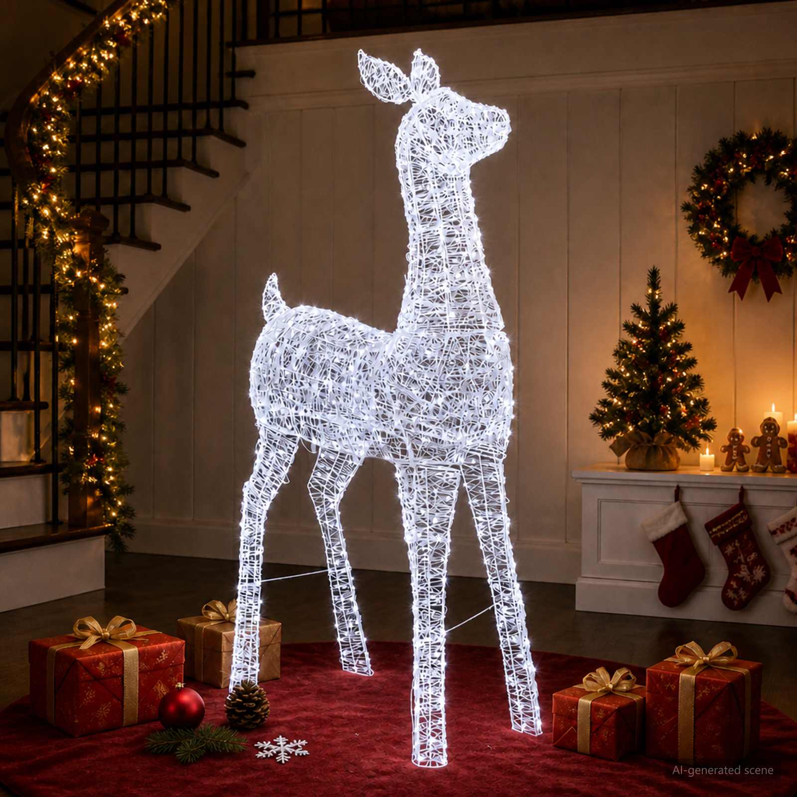 Renna di Natale luminosa a LED LOVIISA 900 LED Bianco