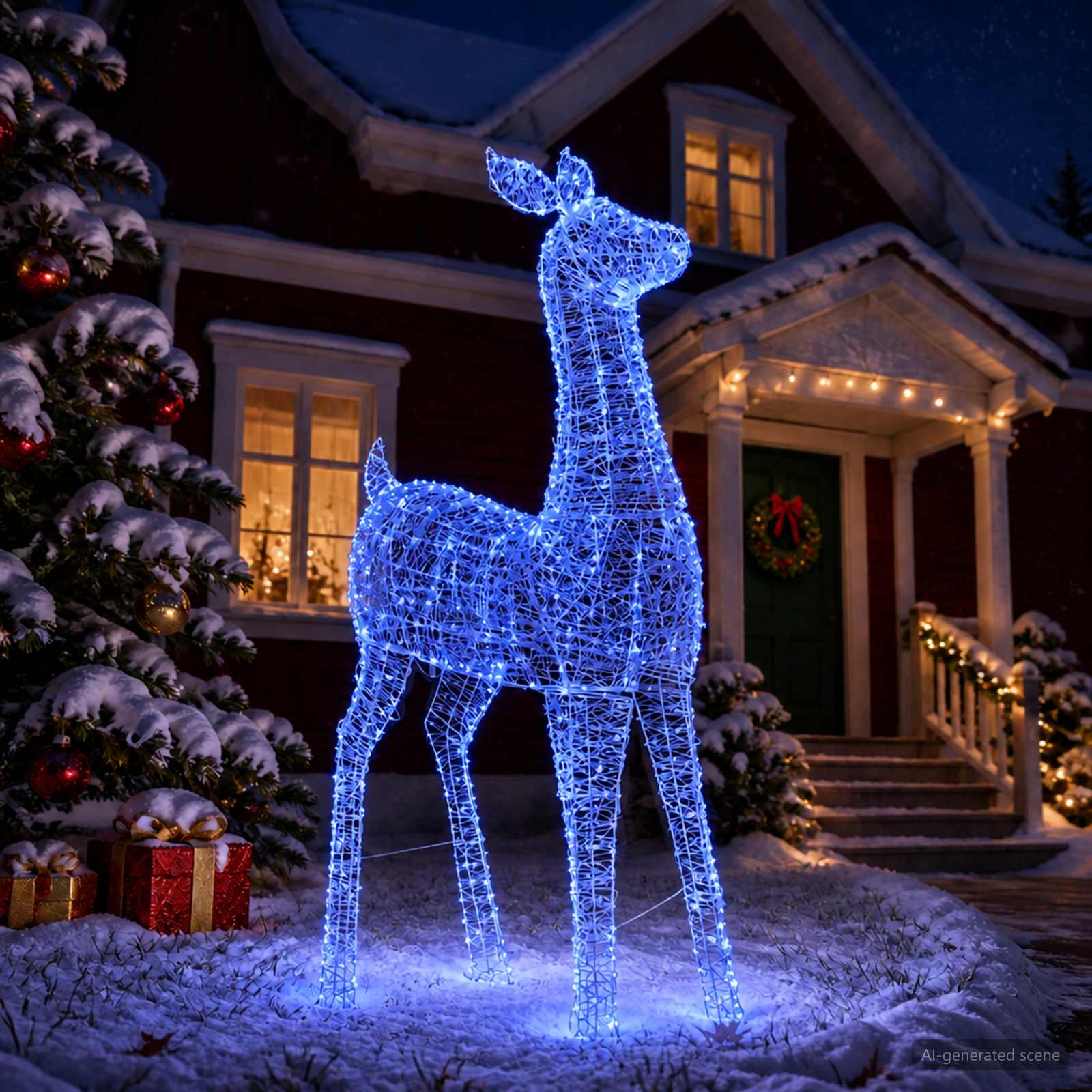 Renna di Natale luminosa a LED LOVIISA 900 LED Blu