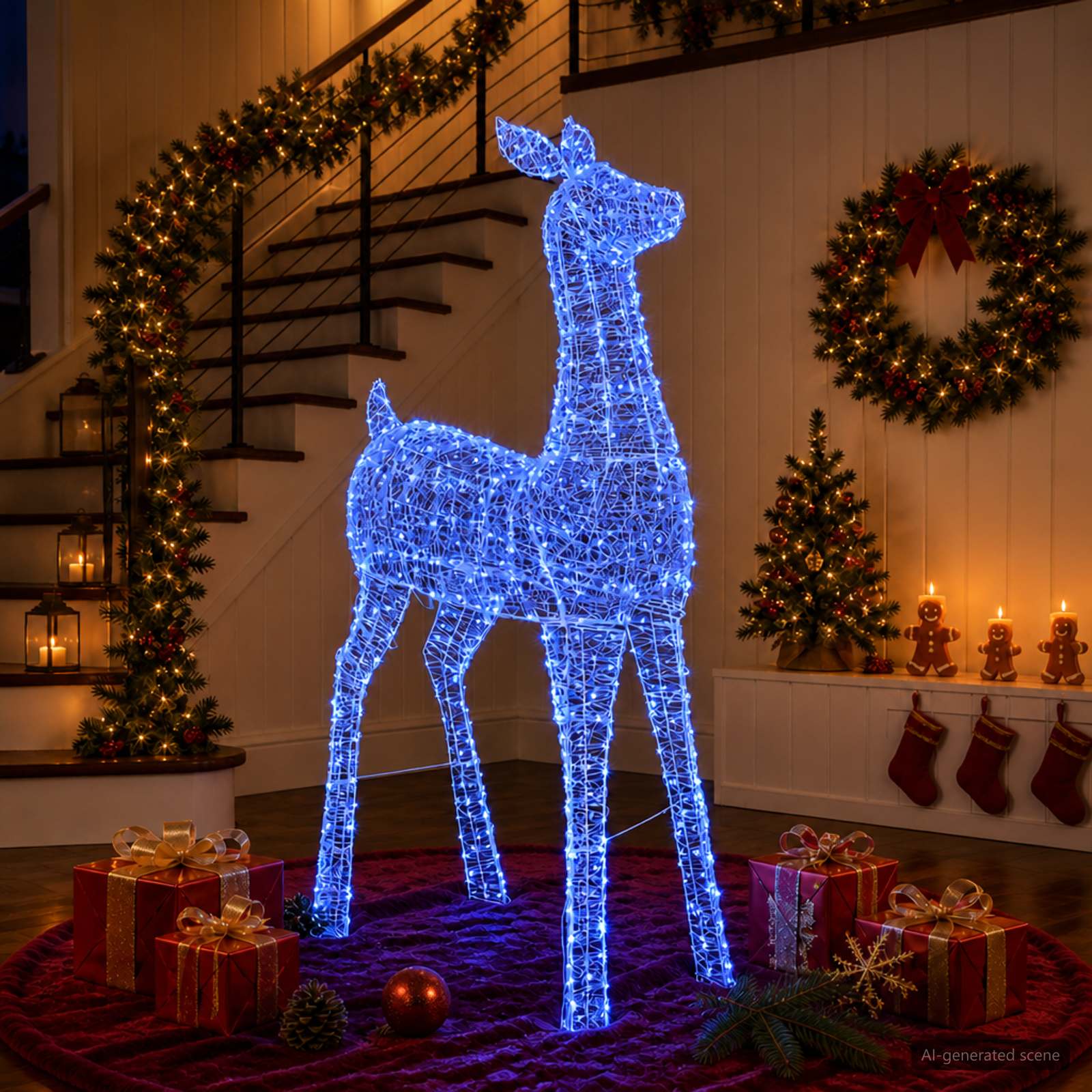Renna di Natale luminosa a LED LOVIISA 900 LED Blu