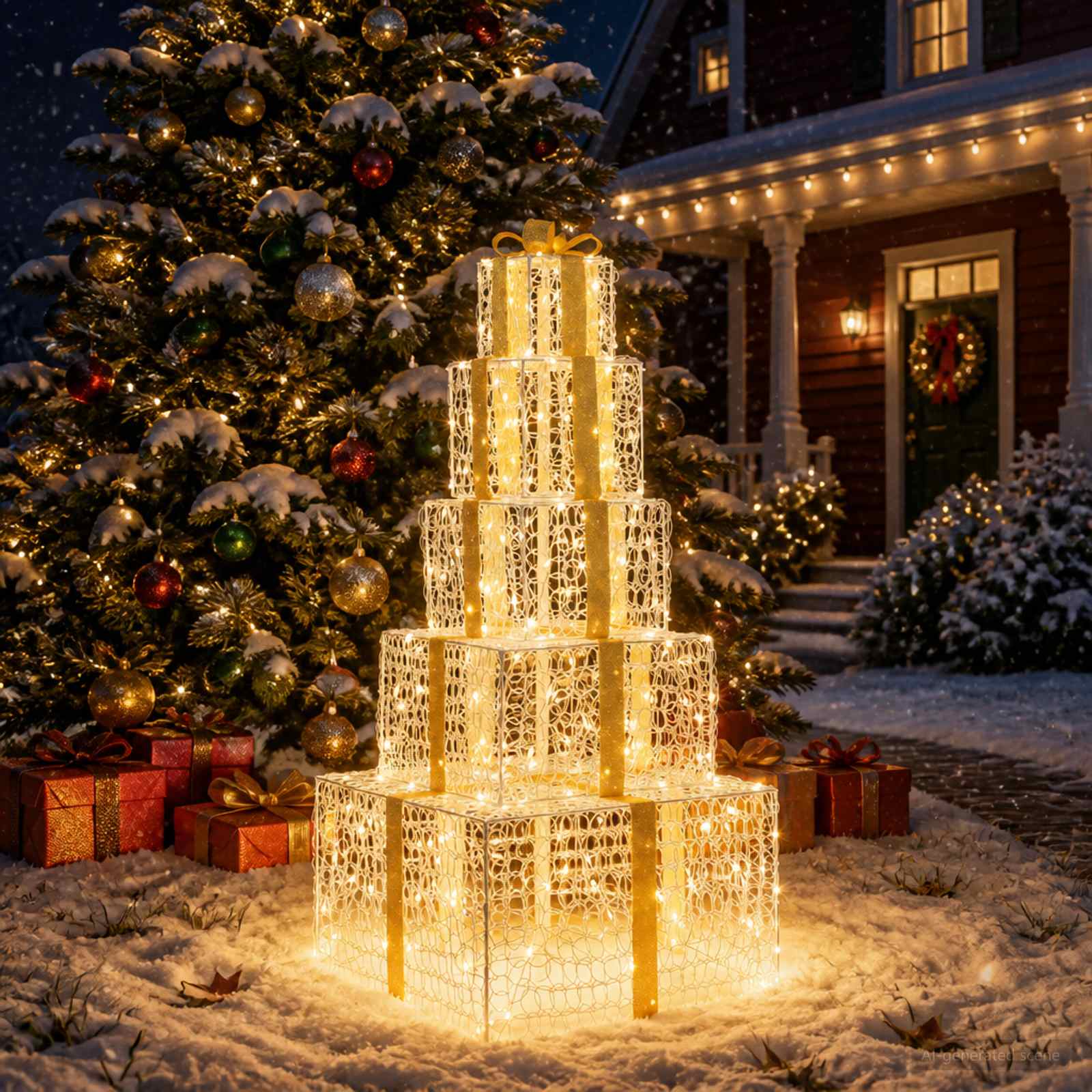 Pacchi regalo di Natale impilabili con LED 250 LED Bianco caldo