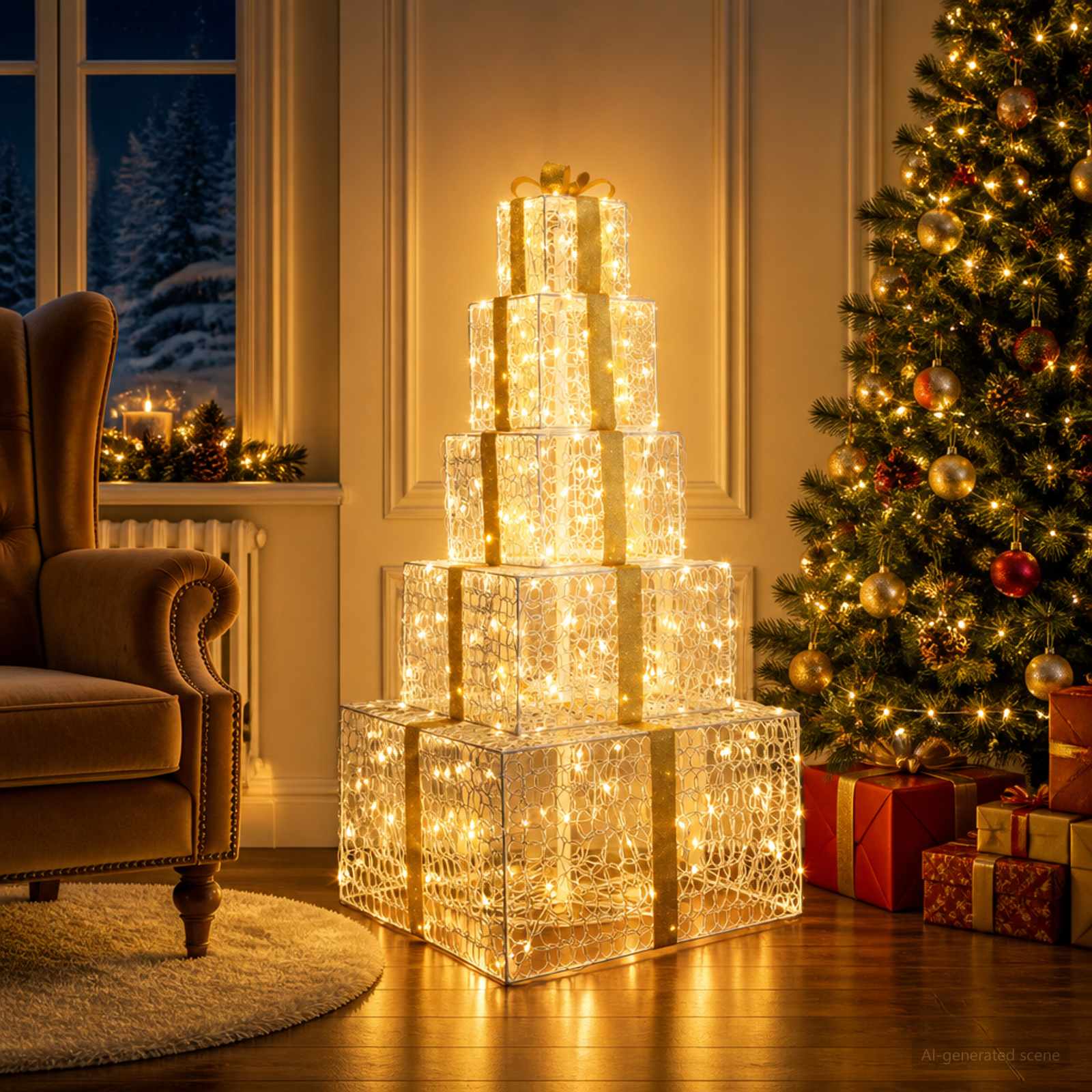 Pacchi regalo di Natale impilabili con LED 250 LED Bianco caldo