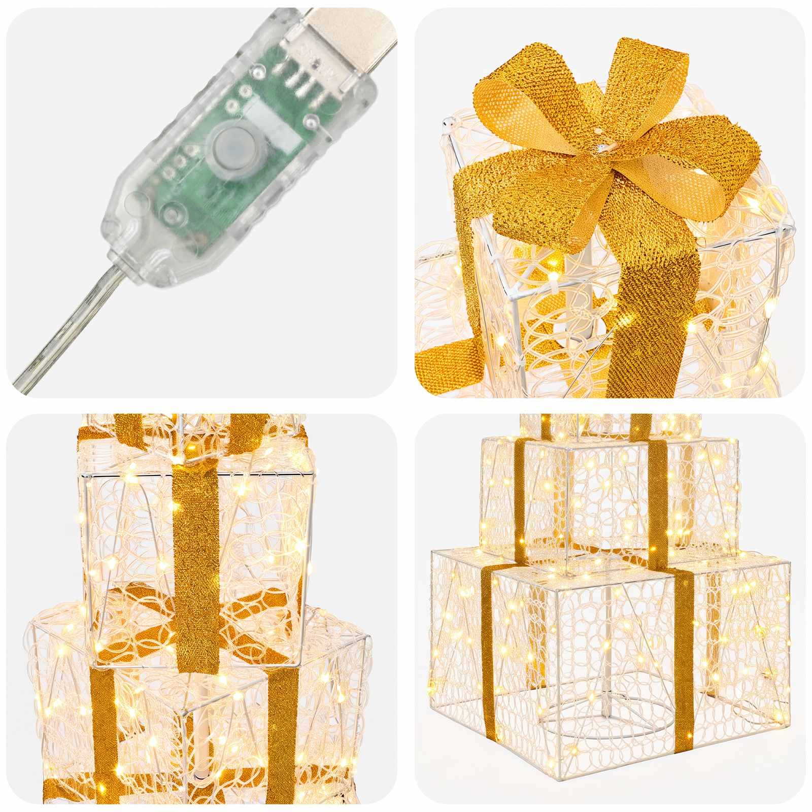 Pacchi regalo di Natale impilabili con LED 250 LED Bianco caldo