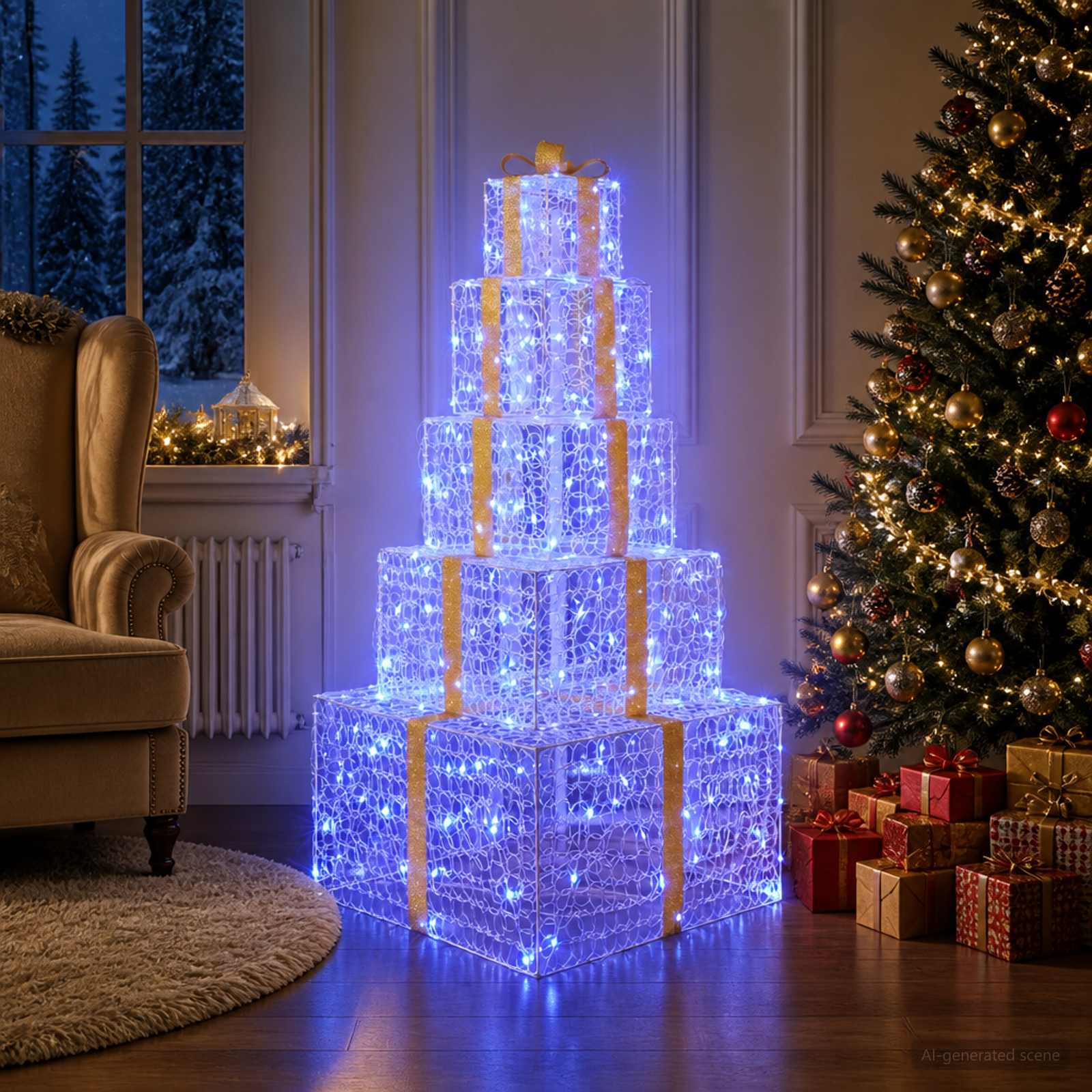 Pacchi regalo di Natale impilabili con LED 250 LED Blu