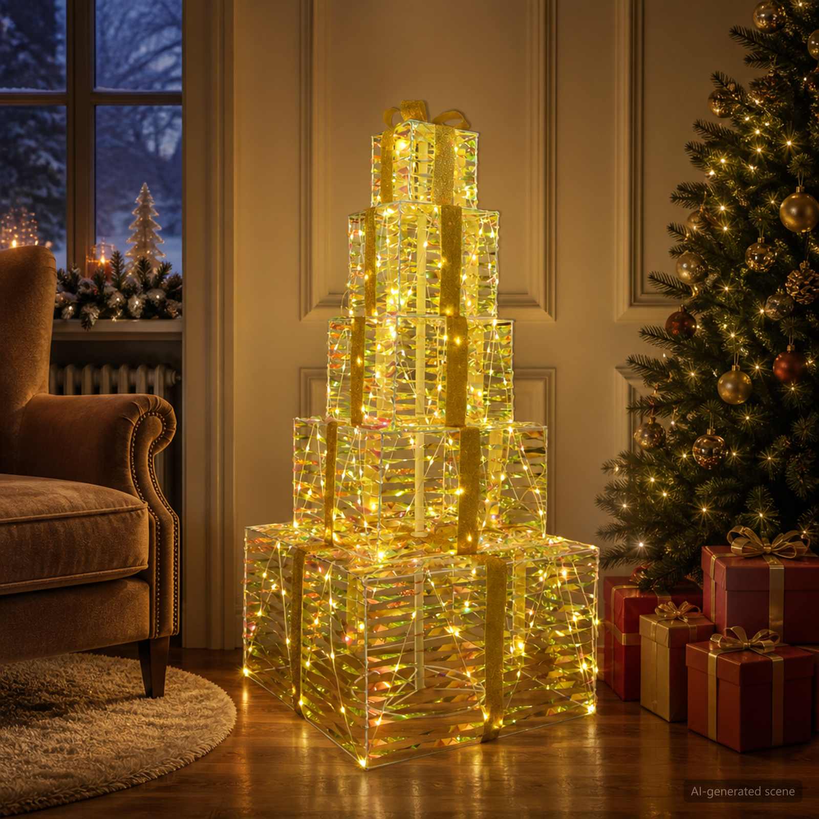 Pacchi regalo di Natale impilabili con LED 250 LED Bianco caldo
