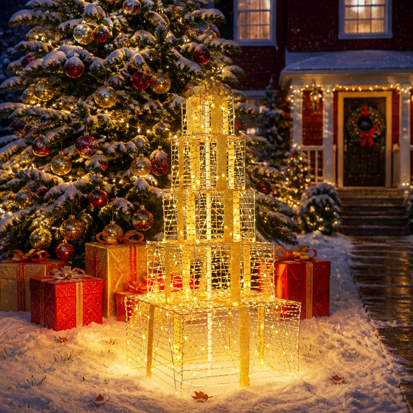 Pacchi regalo di Natale impilabili con LED 250 LED Bianco caldo