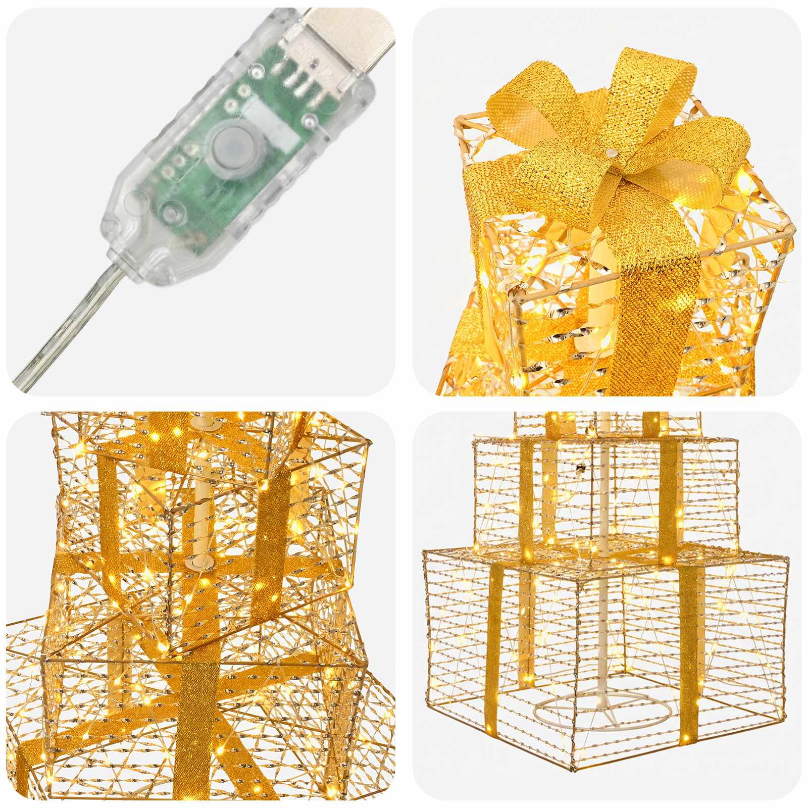 Pacchi regalo di Natale impilabili con LED 250 LED Bianco caldo
