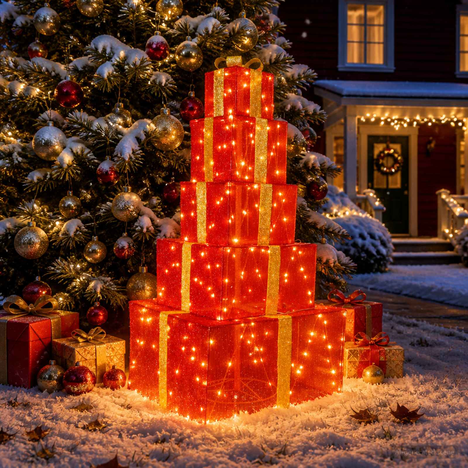 Pacchi regalo di Natale impilabili con LED 250 LED Bianco caldo