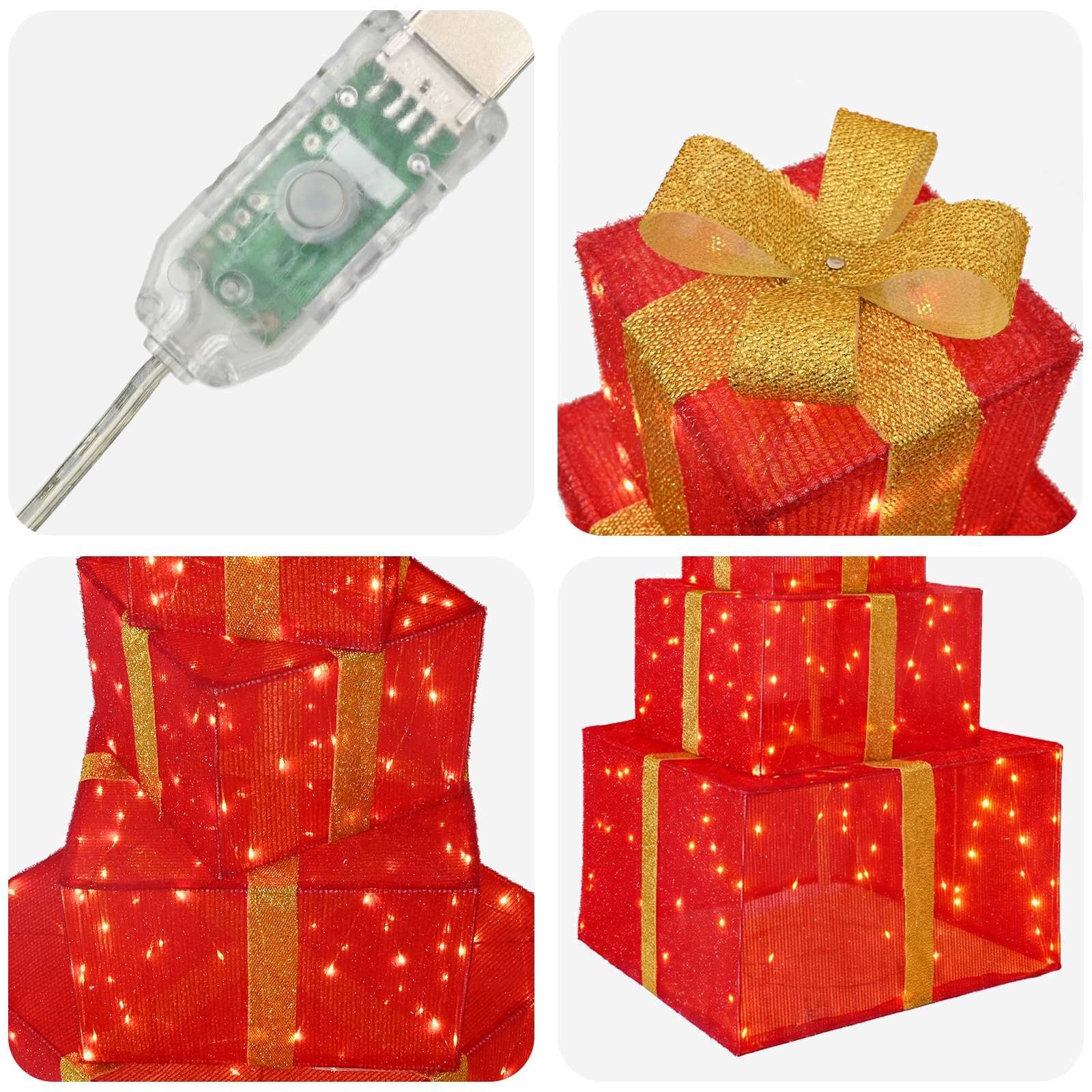 Pacchi regalo di Natale impilabili con LED 250 LED Bianco caldo
