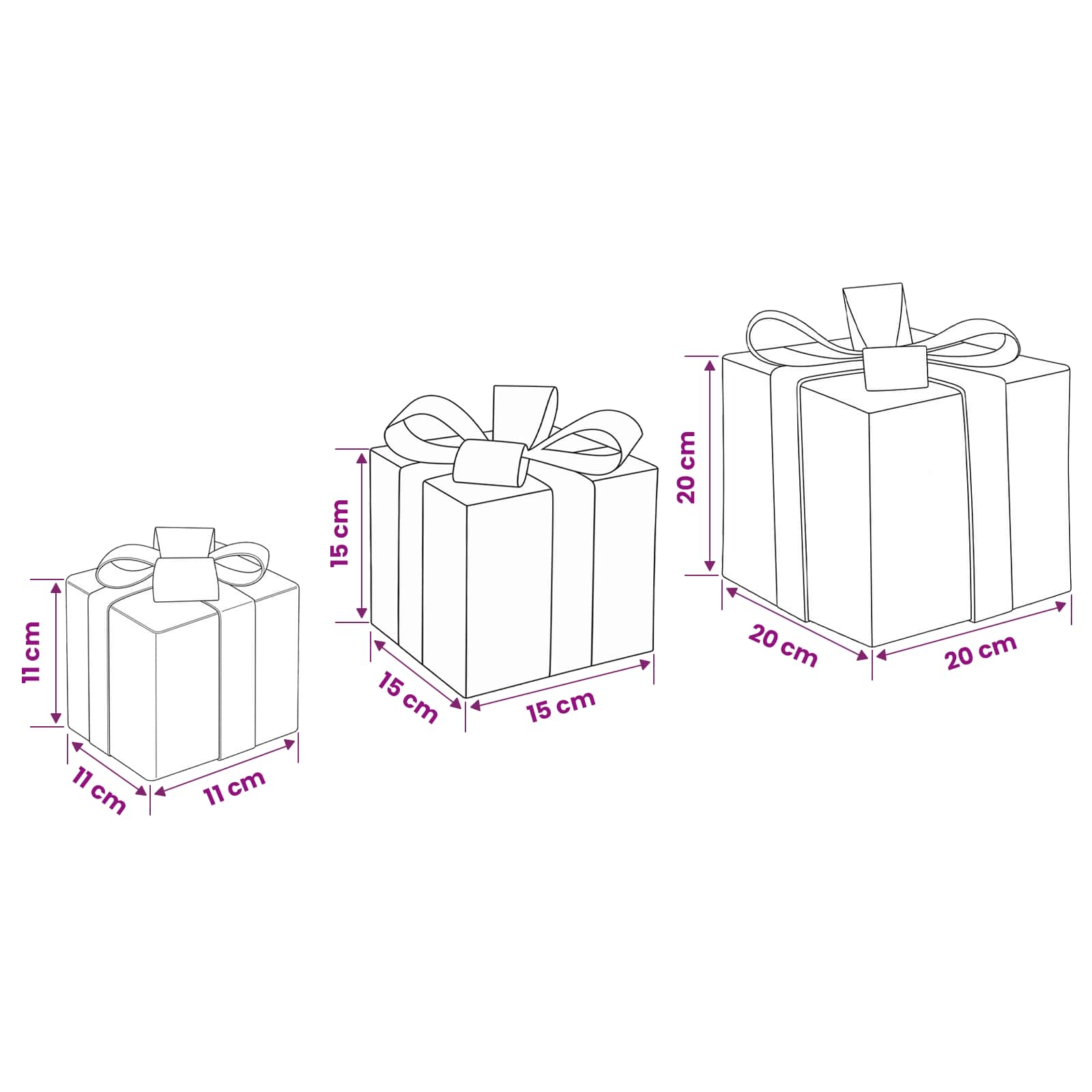 Scatola regalo di Natale illuminata 3 pz 150 LED Bianco caldo