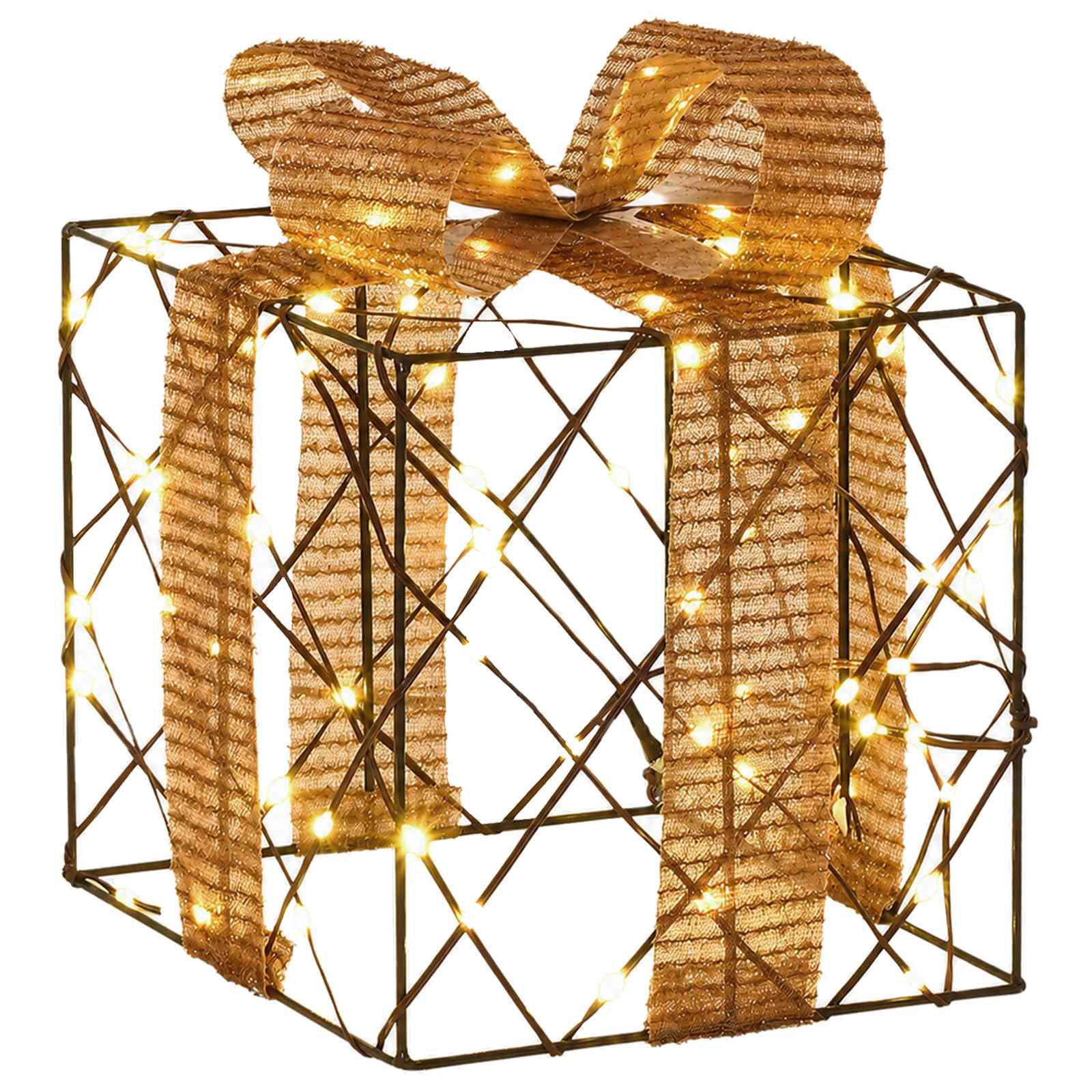 Scatola regalo di Natale illuminata 3 pz 150 LED Bianco caldo