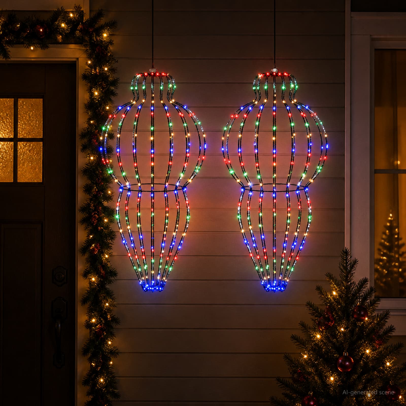 Luce a punta di Natale 2 pz 640 LED Multicolore Ø 40 x 75 cm