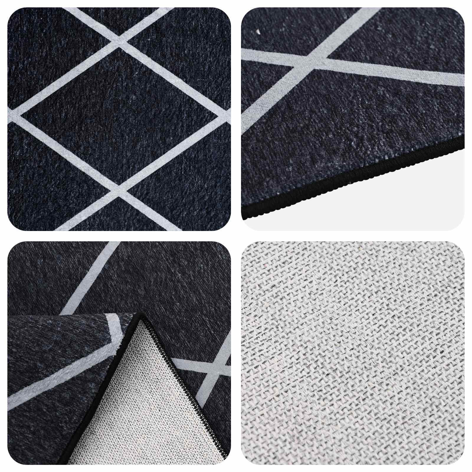 Tappeto ORIZ Motivo a diamante nero 140 x 200 cm