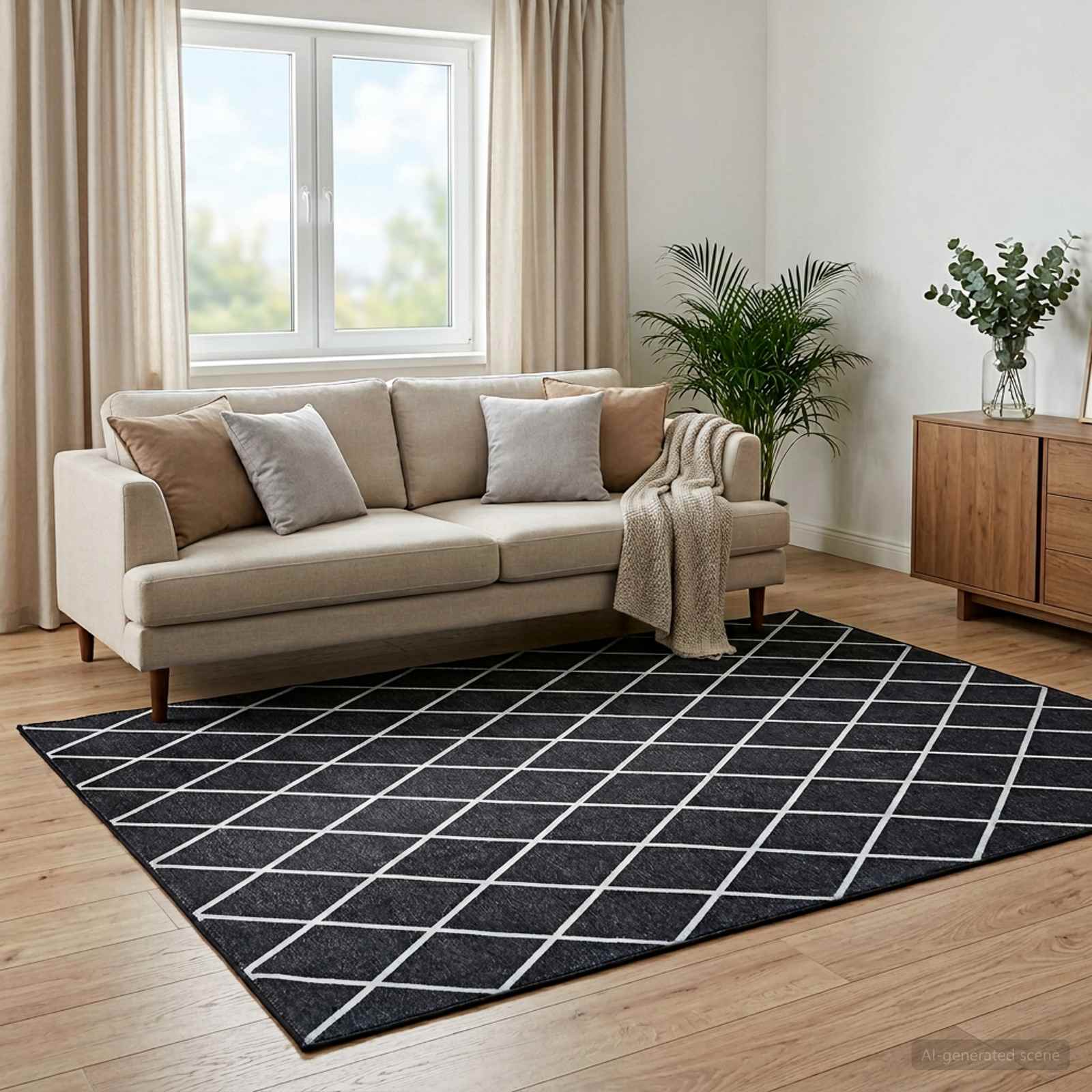 Tappeto ORIZ Motivo a diamante nero 300 x 400 cm