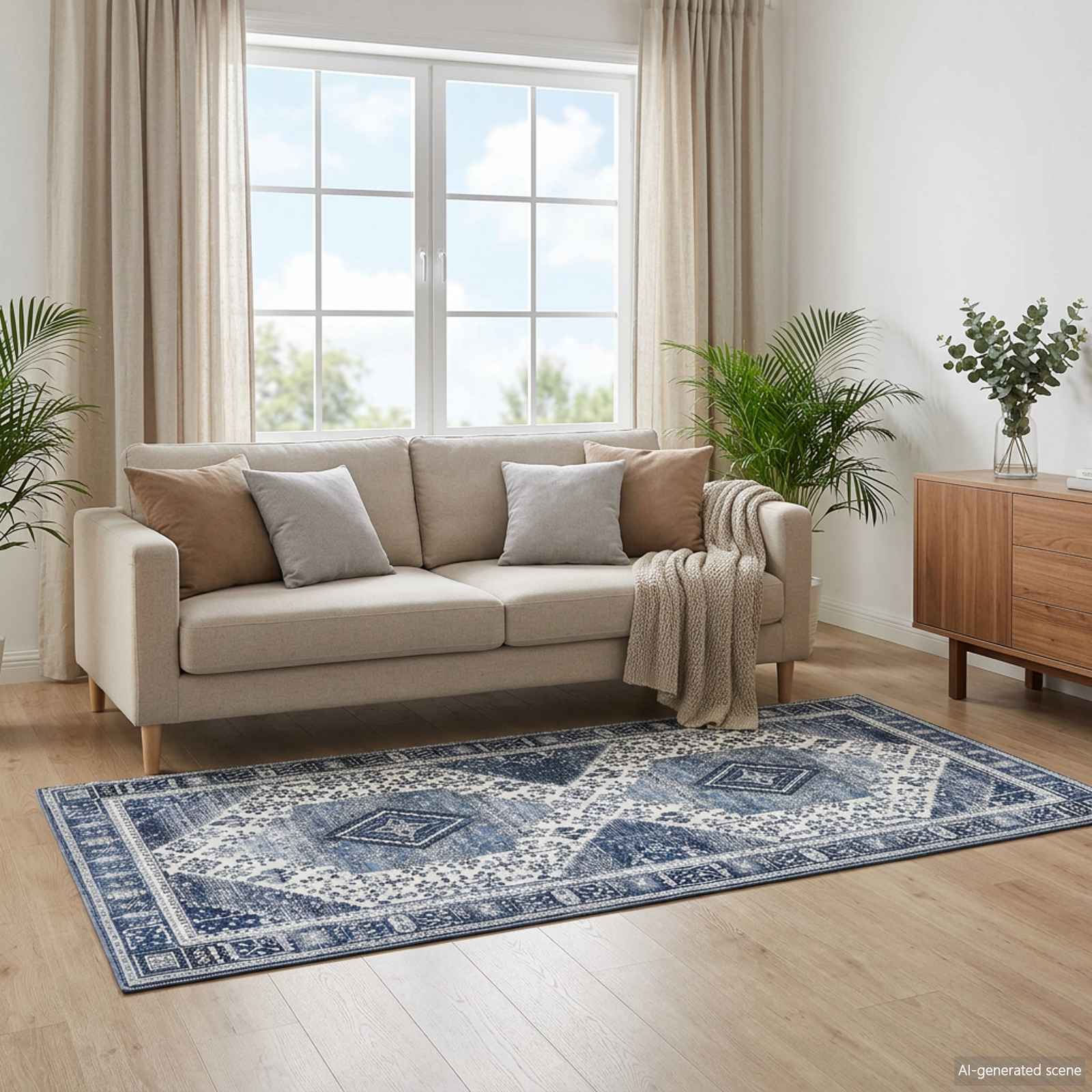 Tappeto ORIZ Blu Scuro 80 x 200 cm 100% Poliestere