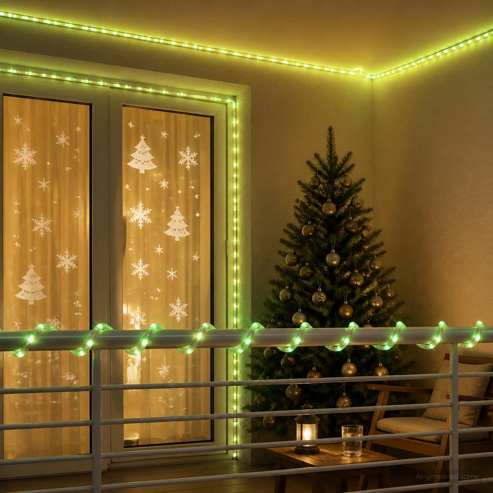 Tubo luminoso LED di Natale 1200 LED Verde 50 m