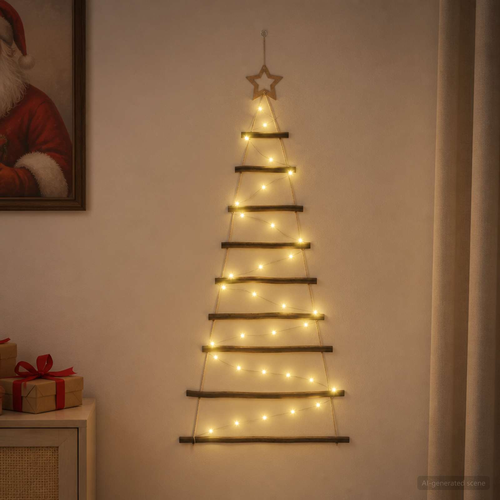Albero di Natale appeso 120 cm 50 LED Bianco caldo
