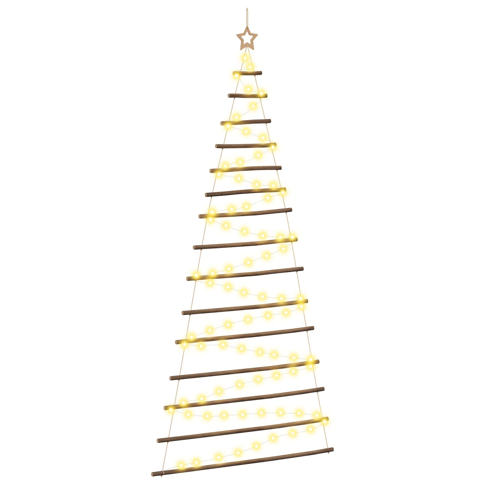 Albero di Natale appeso 210 cm 130 LED Bianco caldo