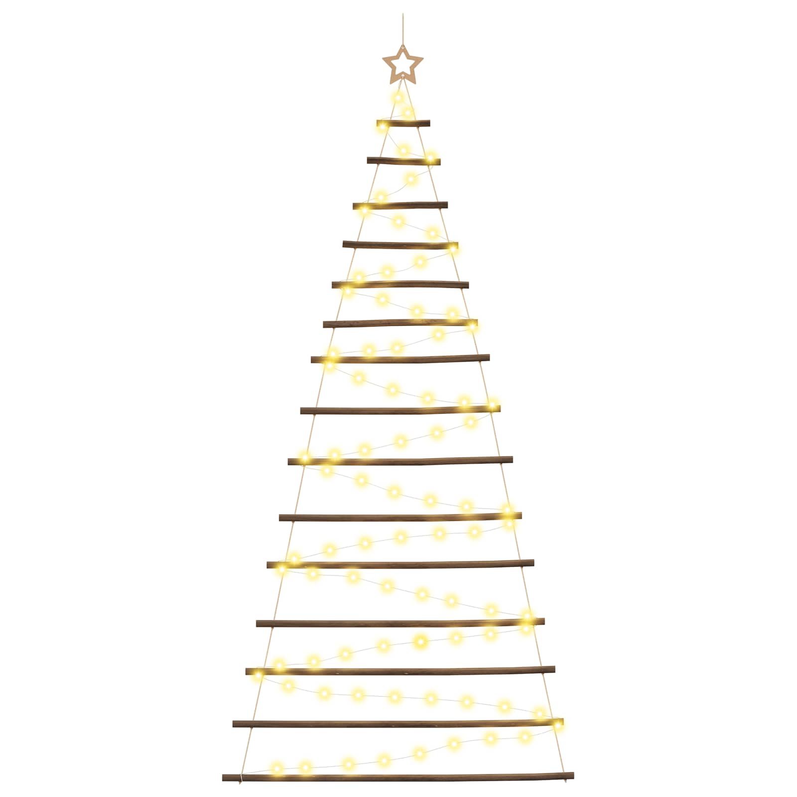 Albero di Natale appeso 210 cm 130 LED Bianco caldo