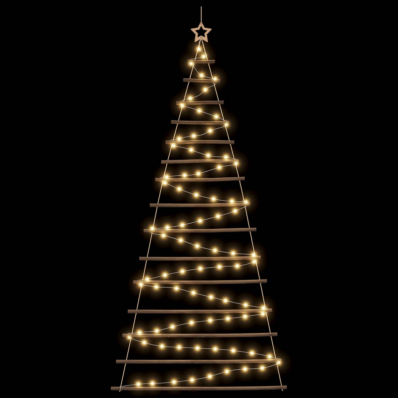 Albero di Natale appeso 210 cm 130 LED Bianco caldo