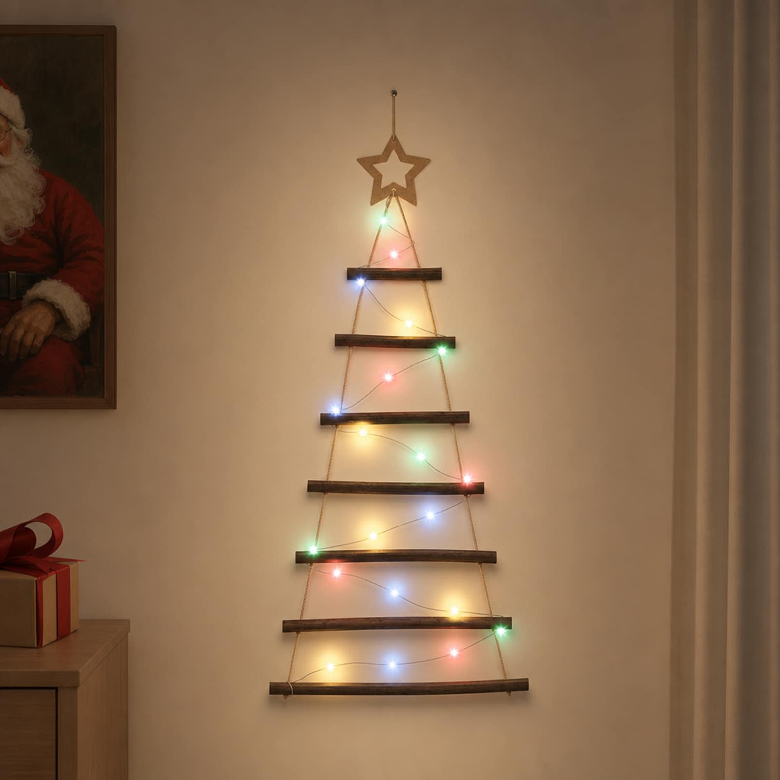 Albero di Natale appeso 90 cm 30 LED Multicolore