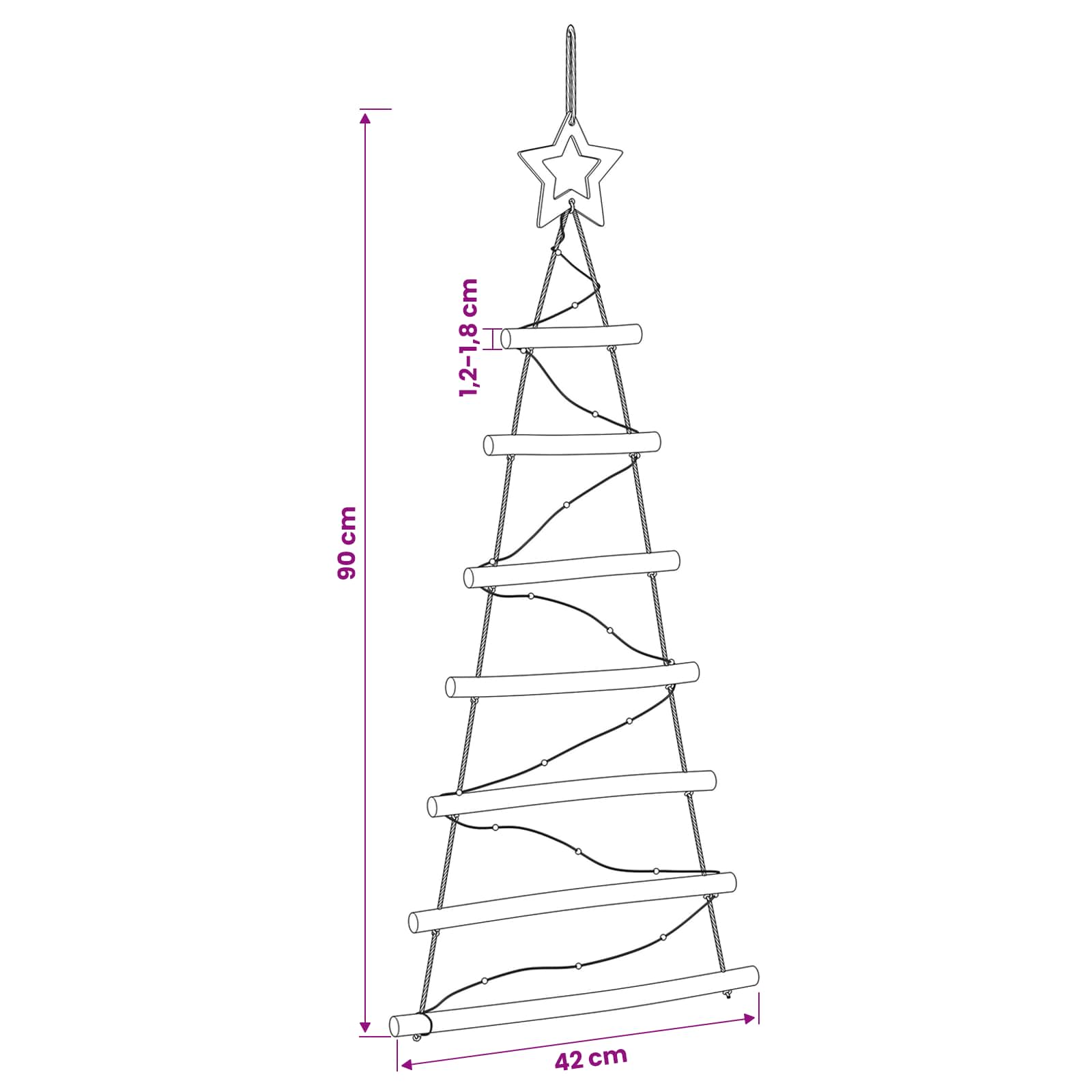 Albero di Natale appeso 90 cm 30 LED Multicolore
