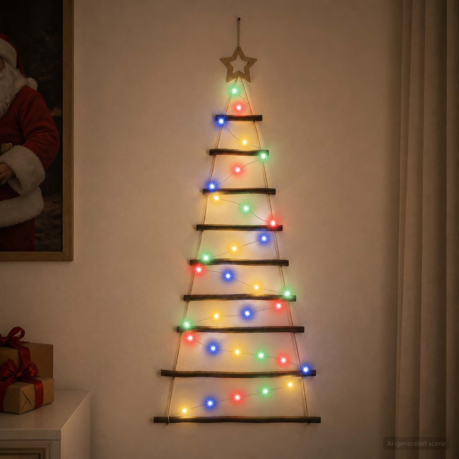 Albero di Natale appeso 120 cm 50 LED Multicolore
