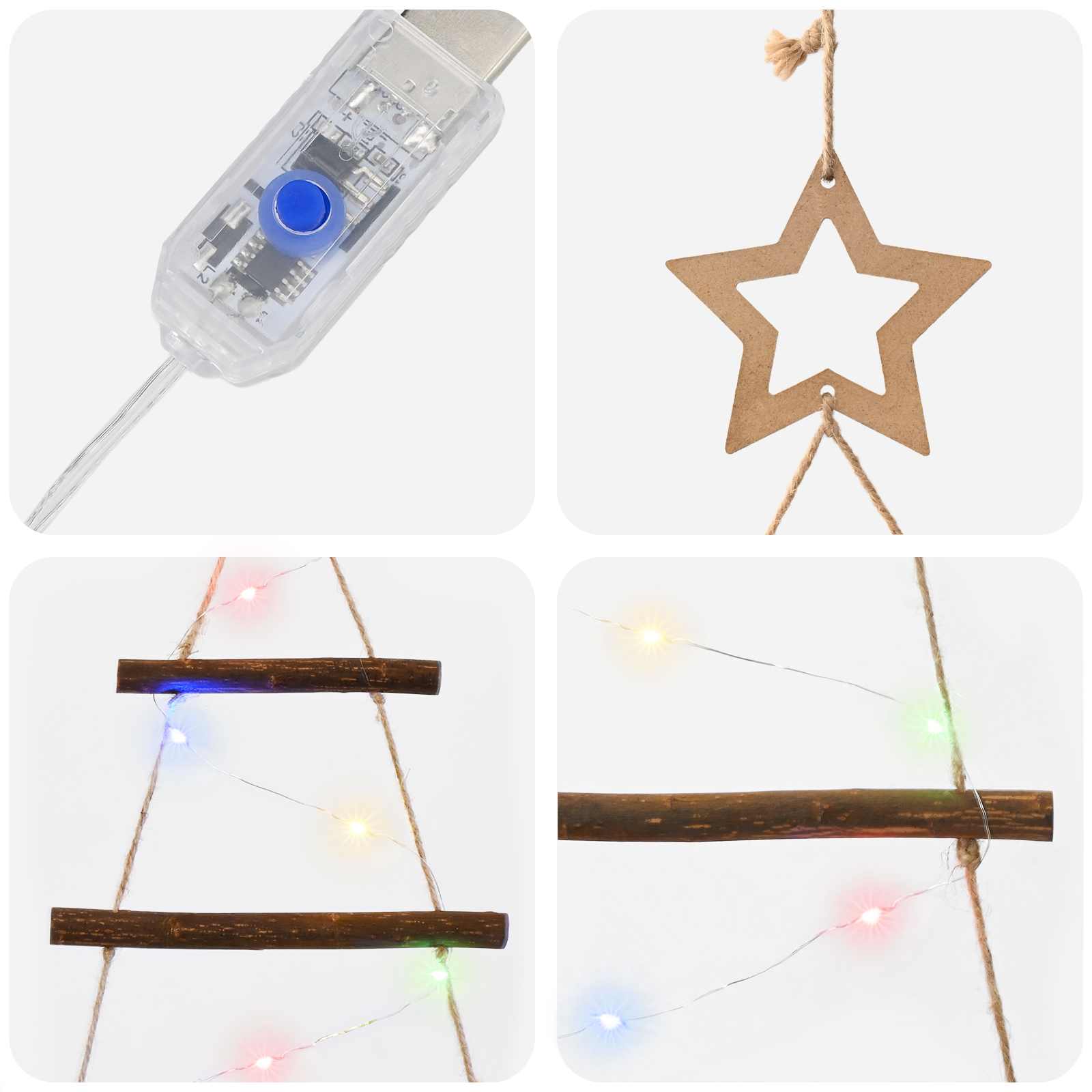 Albero di Natale appeso 120 cm 50 LED Multicolore