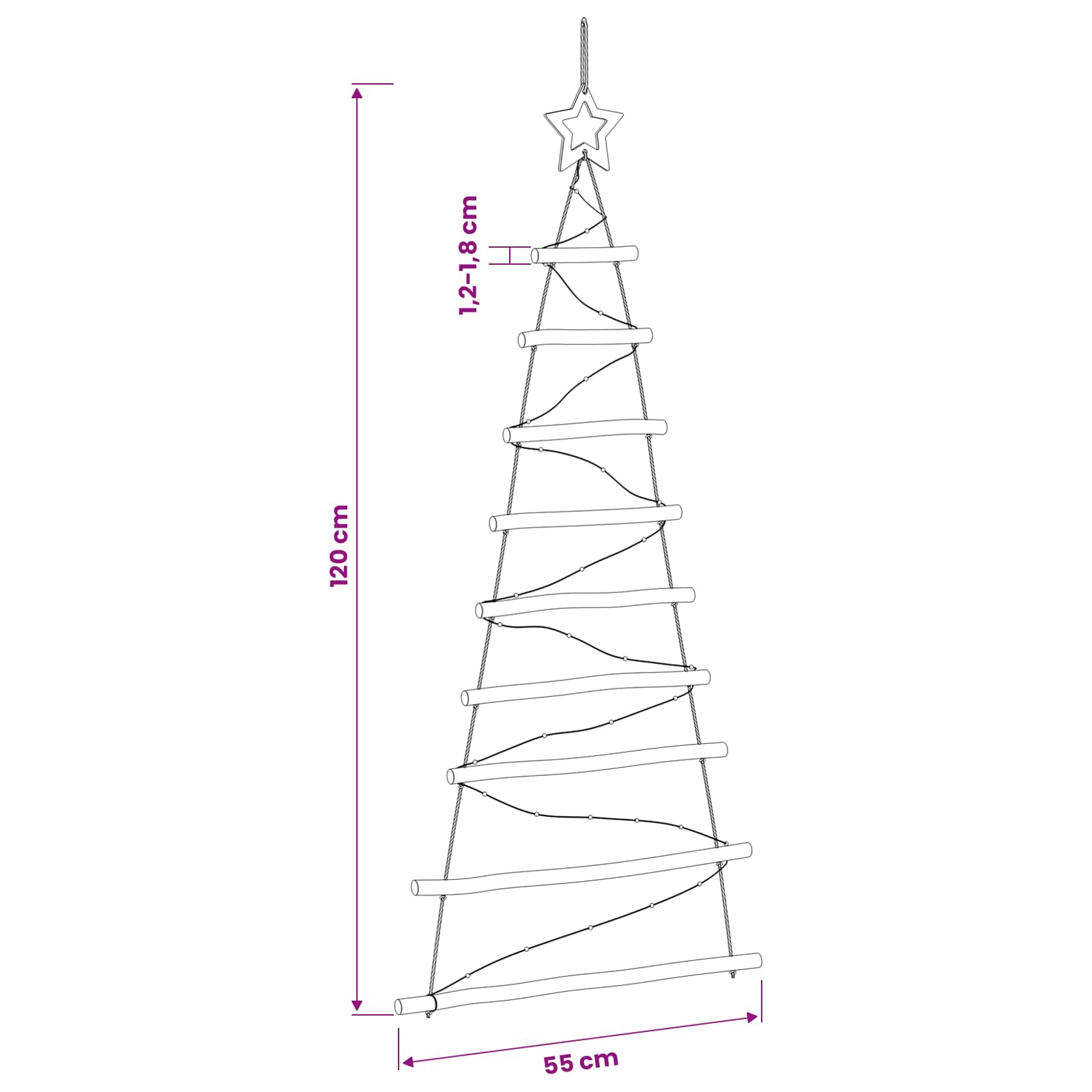Albero di Natale appeso 120 cm 50 LED Multicolore