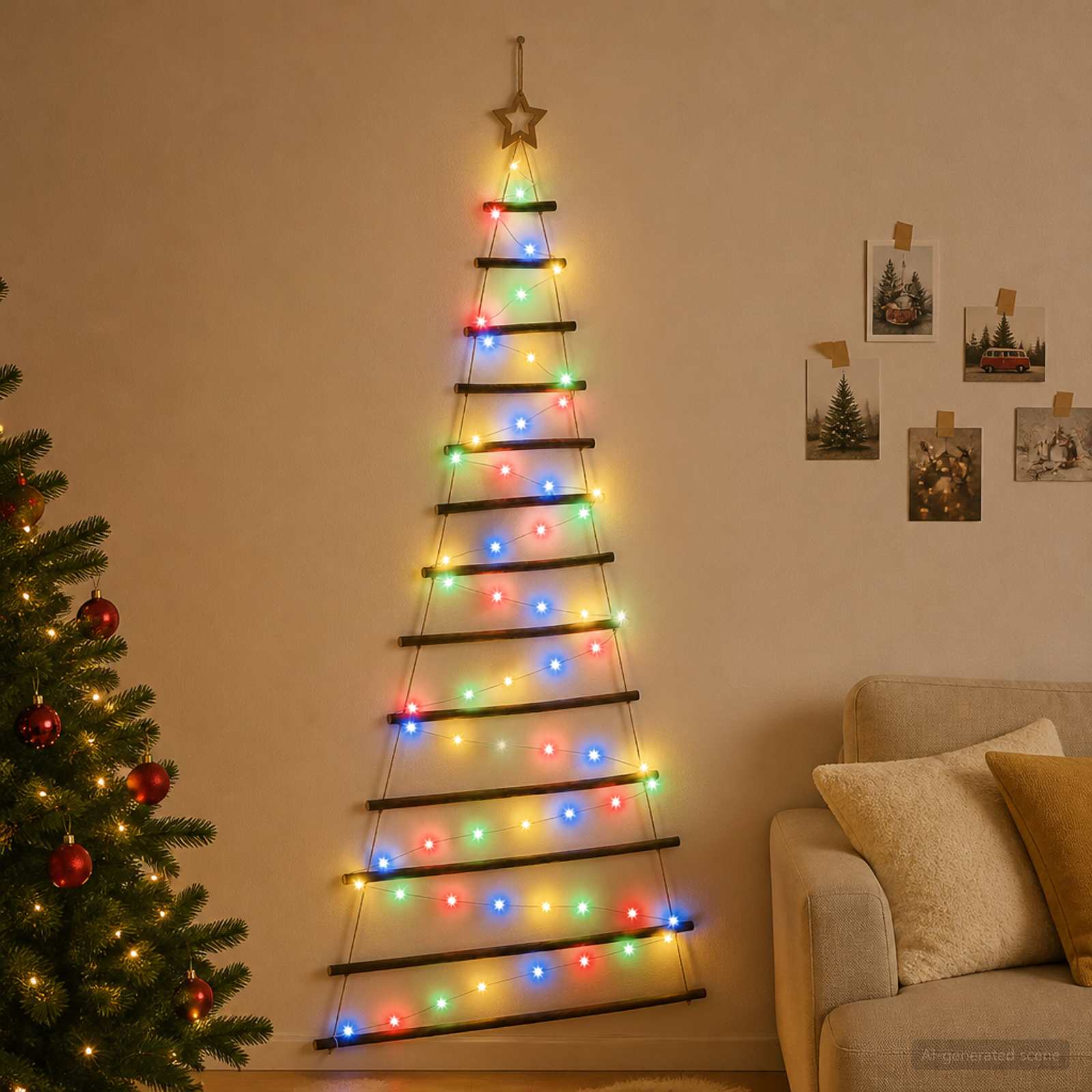 Albero di Natale appeso 180 cm 100 LED Multicolore