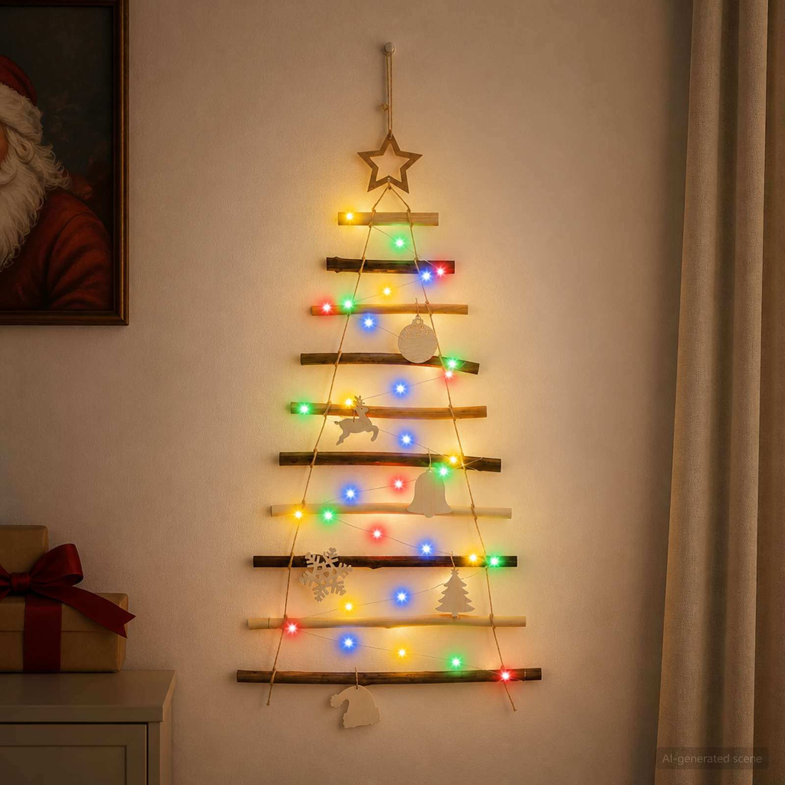 Albero di Natale appeso 90 cm 30 LED Multicolore