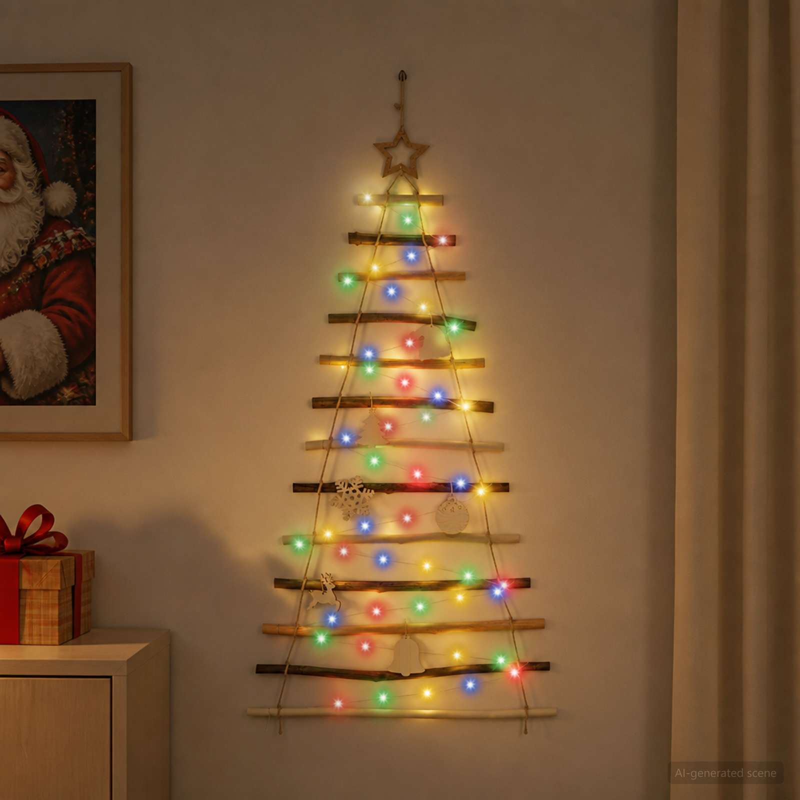 Albero di Natale appeso 120 cm 50 LED Multicolore
